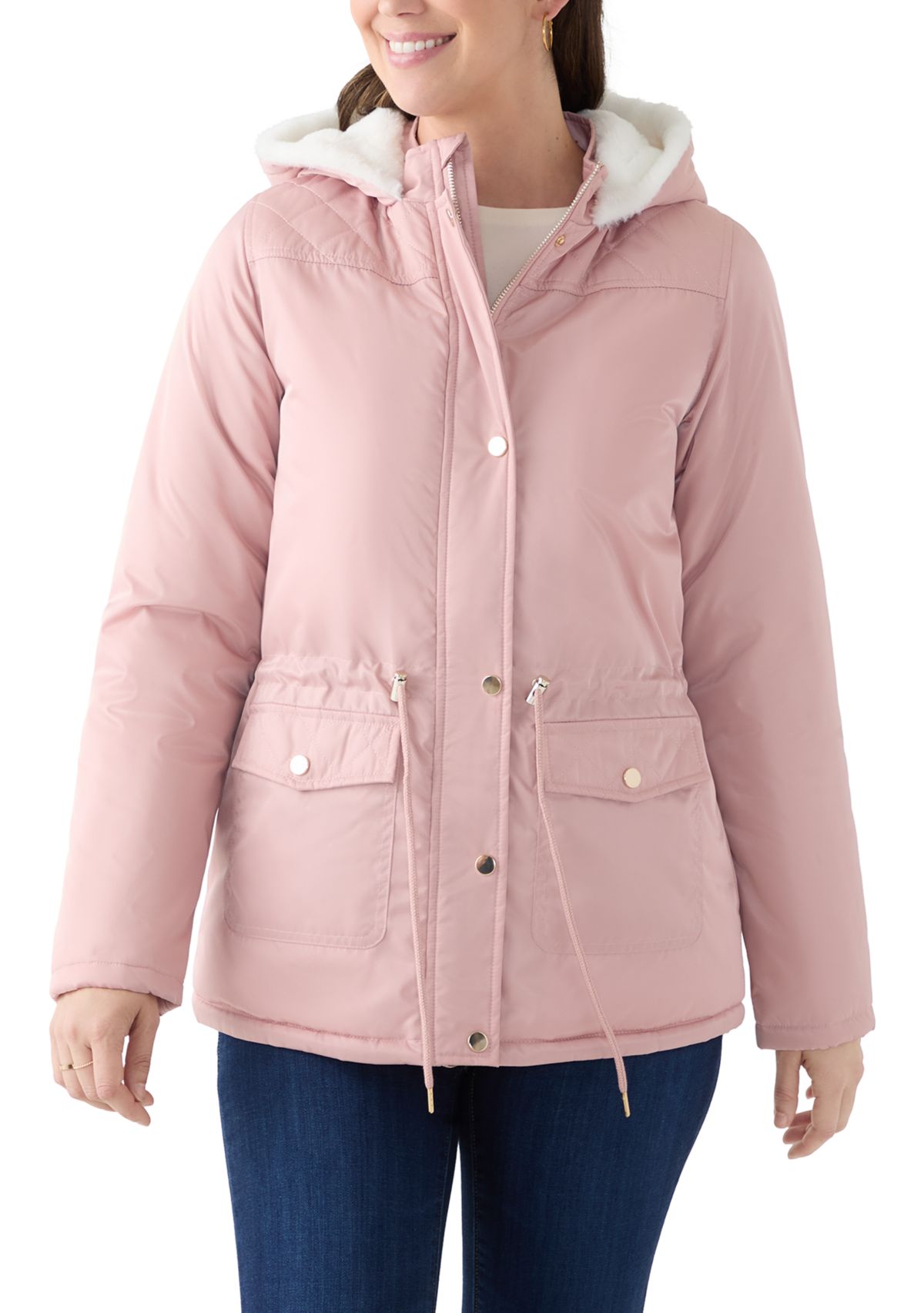 Womens Sheen Poly Twill Anorak with Hood