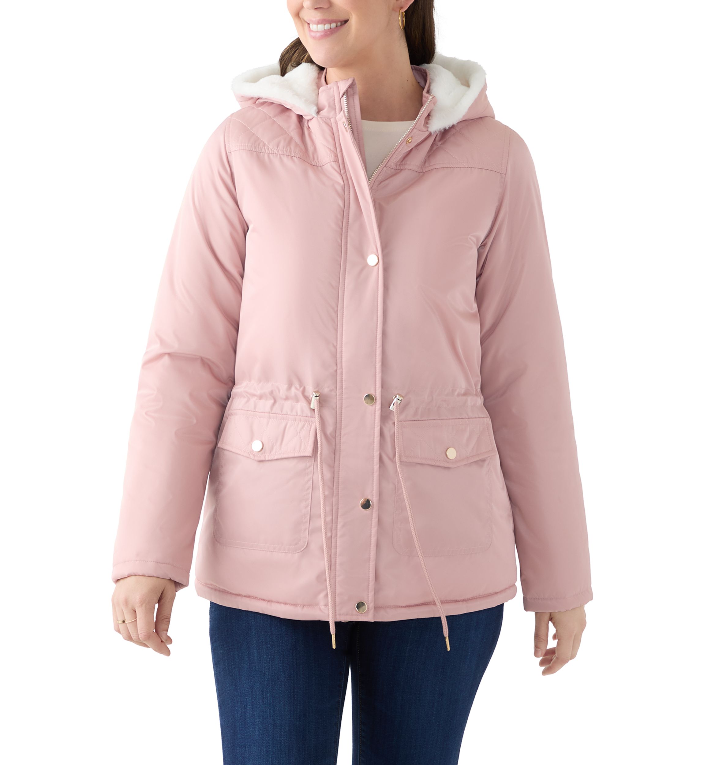 Womens Sheen Poly Twill Anorak with Hood