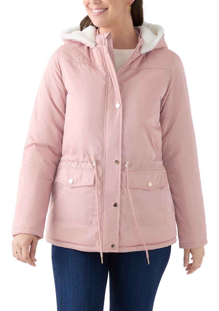 Womens Sheen Poly Twill Anorak with Hood