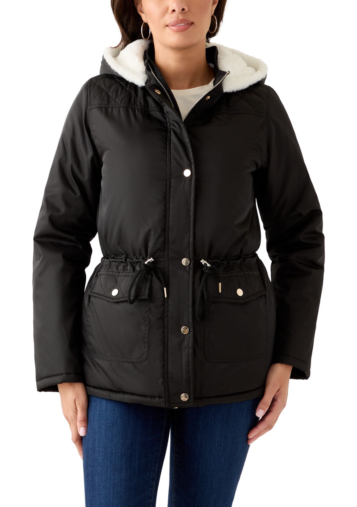 Womens Sheen Poly Twill Anorak with Hood