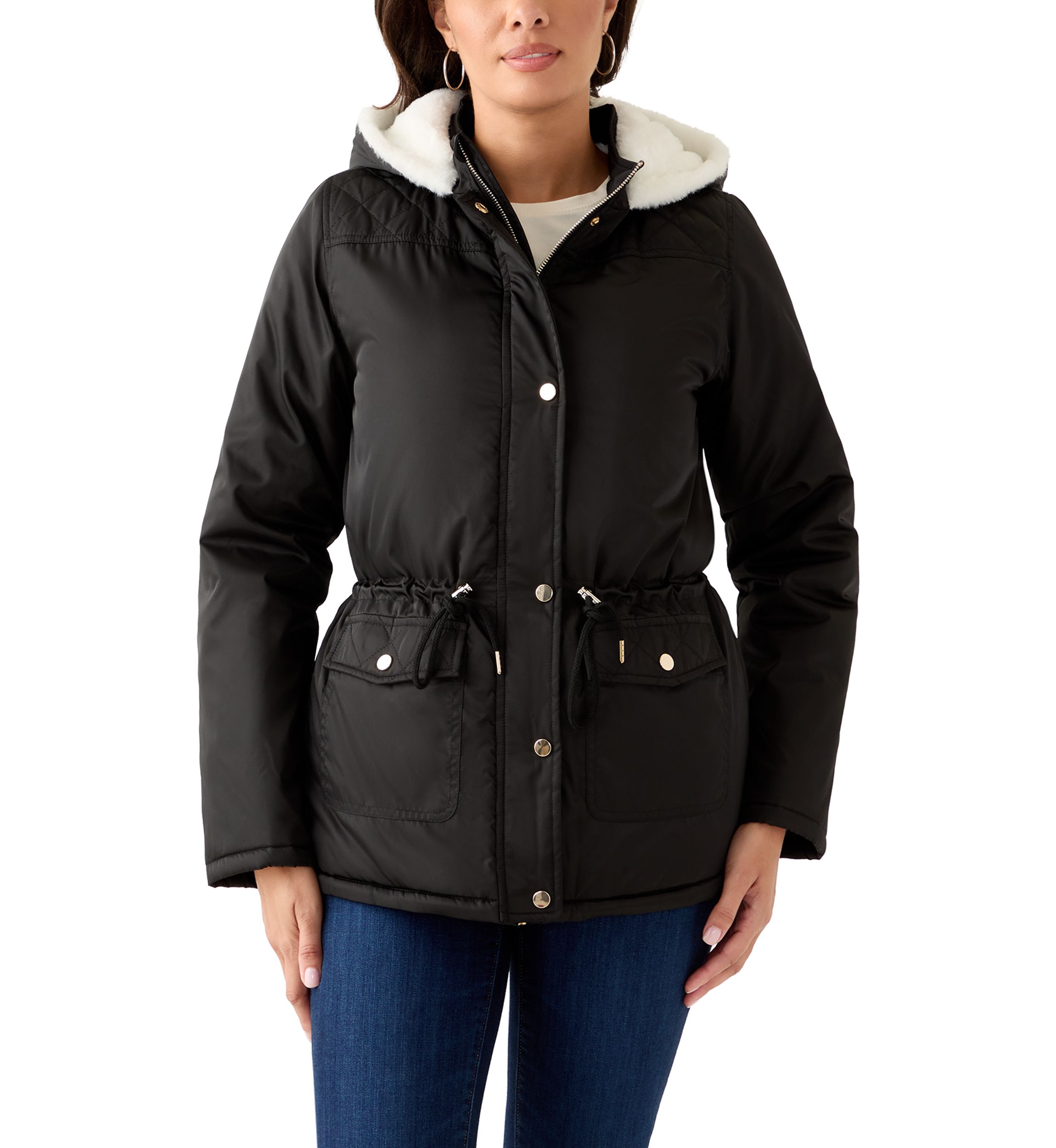 Womens Sheen Poly Twill Anorak with Hood