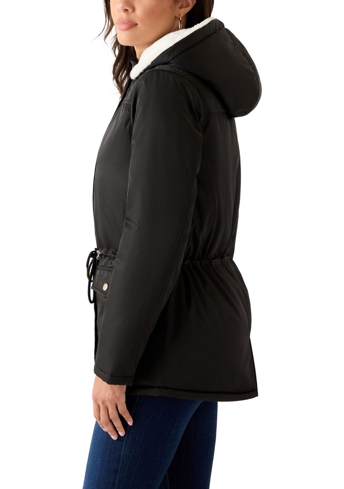 Womens Sheen Poly Twill Anorak with Hood