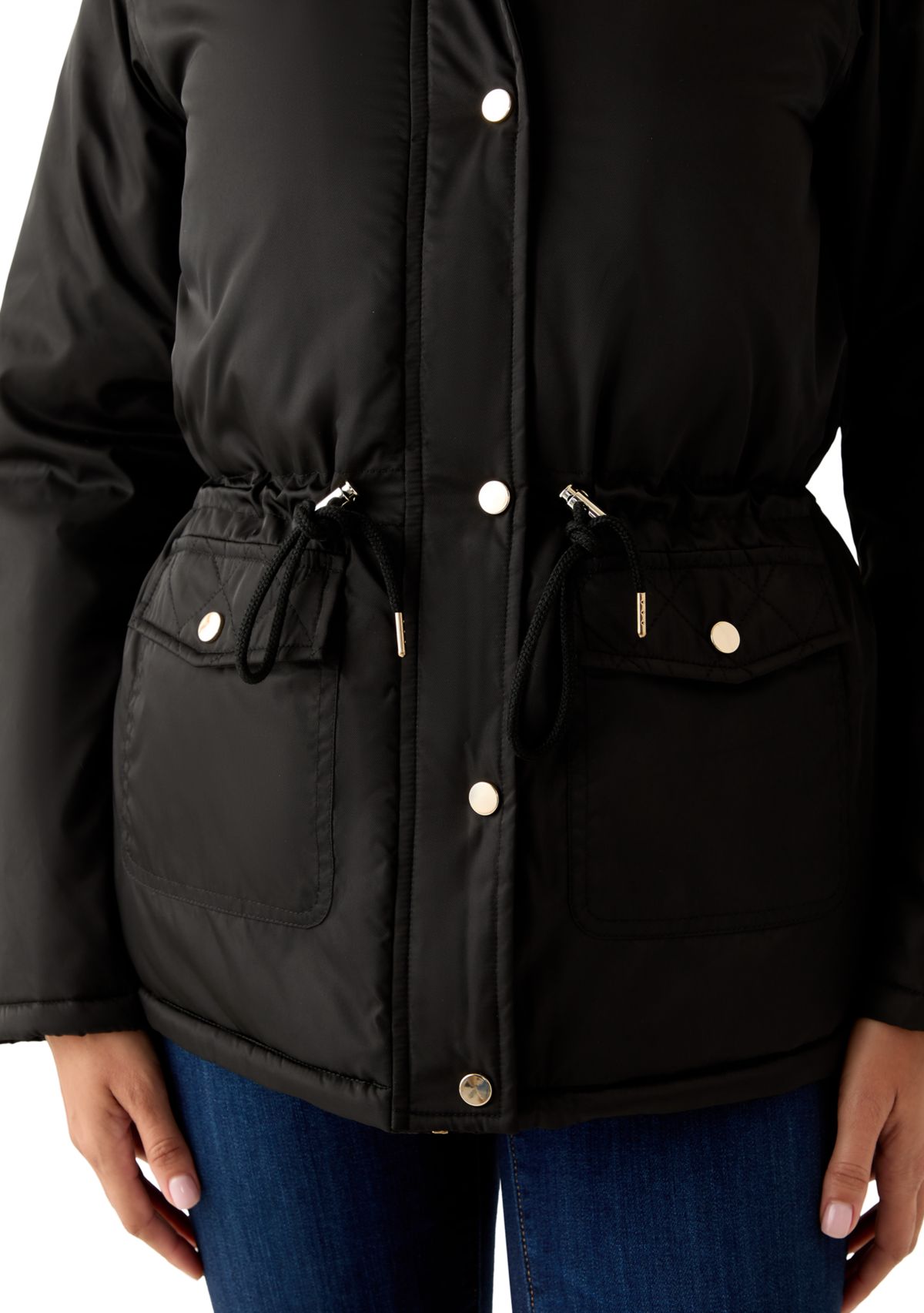 Womens Sheen Poly Twill Anorak with Hood