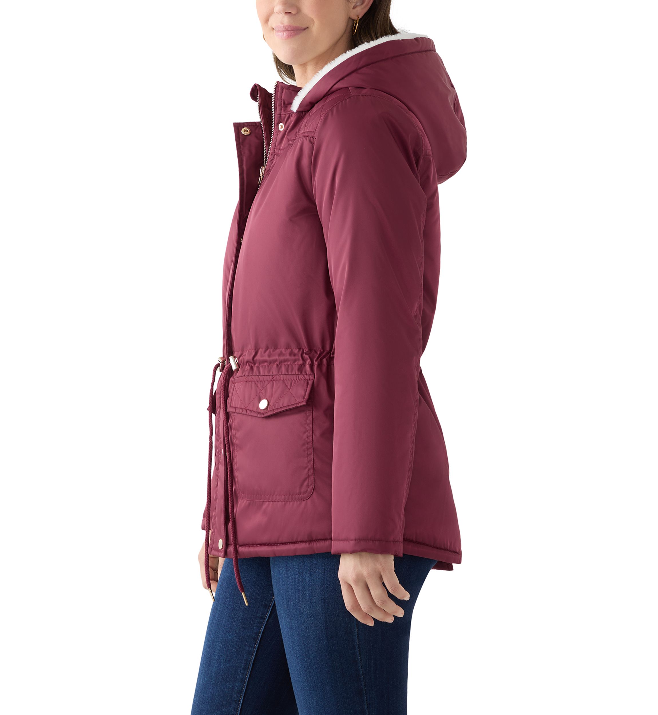 Womens Sheen Poly Twill Anorak Jacket with Hood