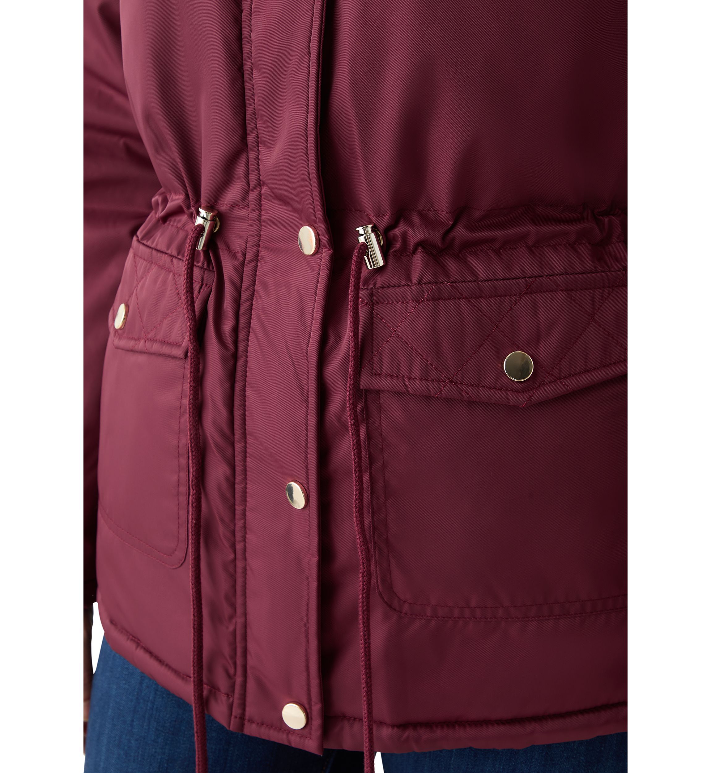 Womens Sheen Poly Twill Anorak Jacket with Hood