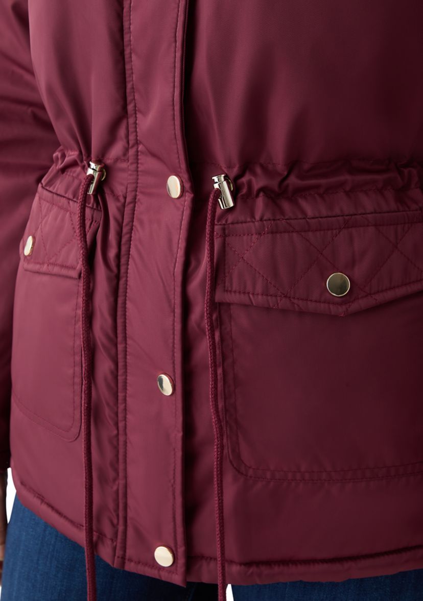 Womens Sheen Poly Twill Anorak Jacket with Hood
