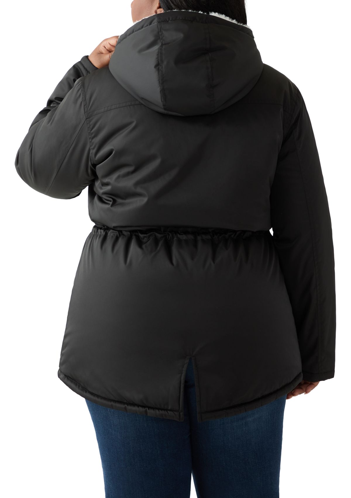 Plus Size Sheen Twill Anorak Jacket with Hood