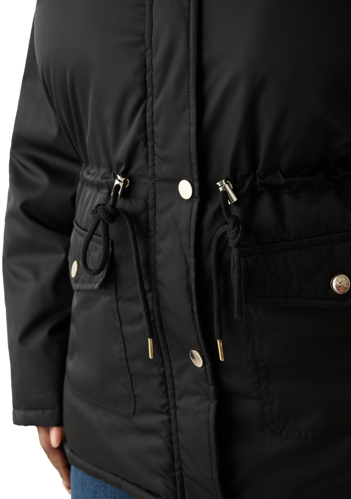 Plus Size Sheen Twill Anorak Jacket with Hood