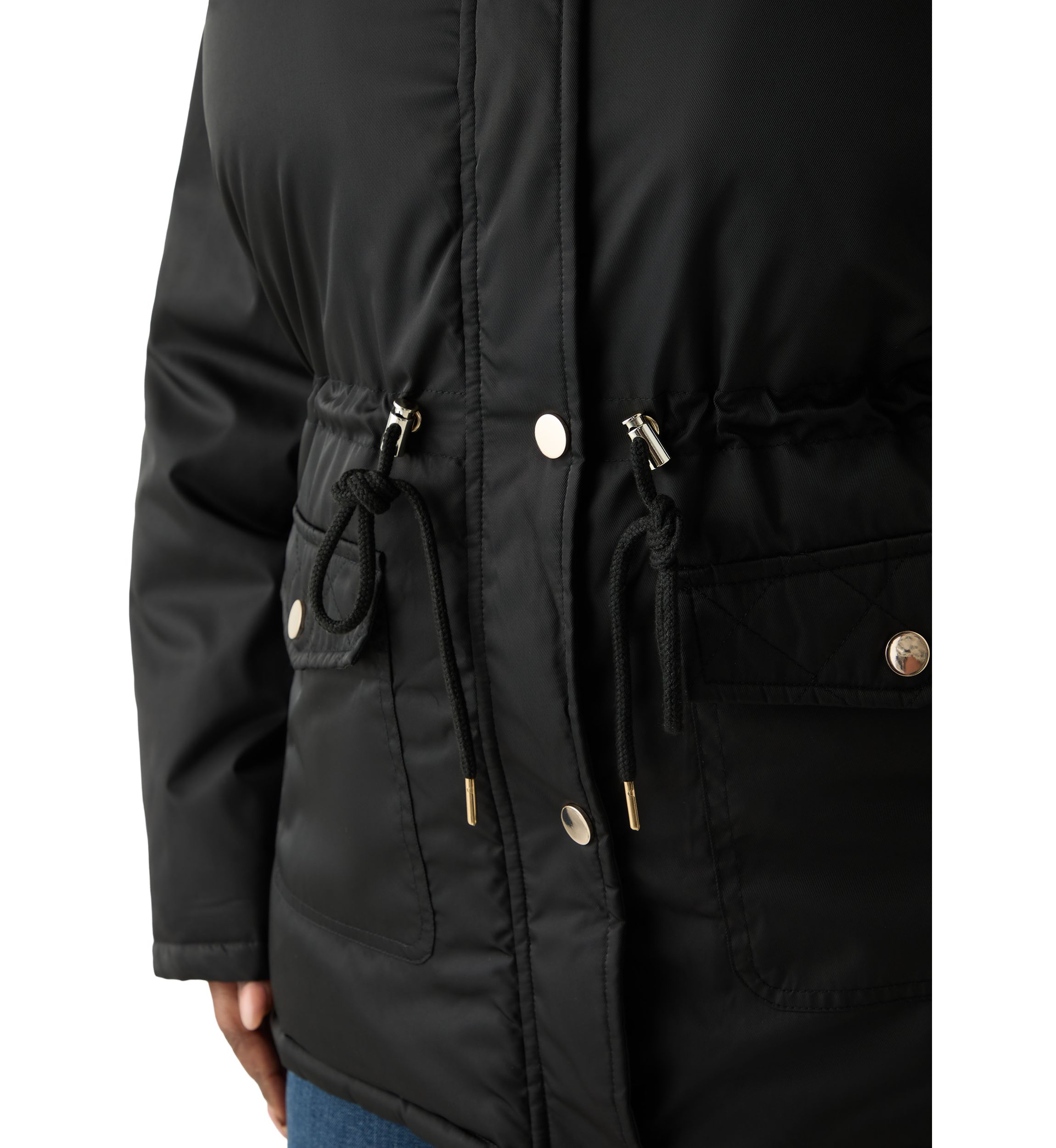 Plus Size Sheen Twill Anorak Jacket with Hood