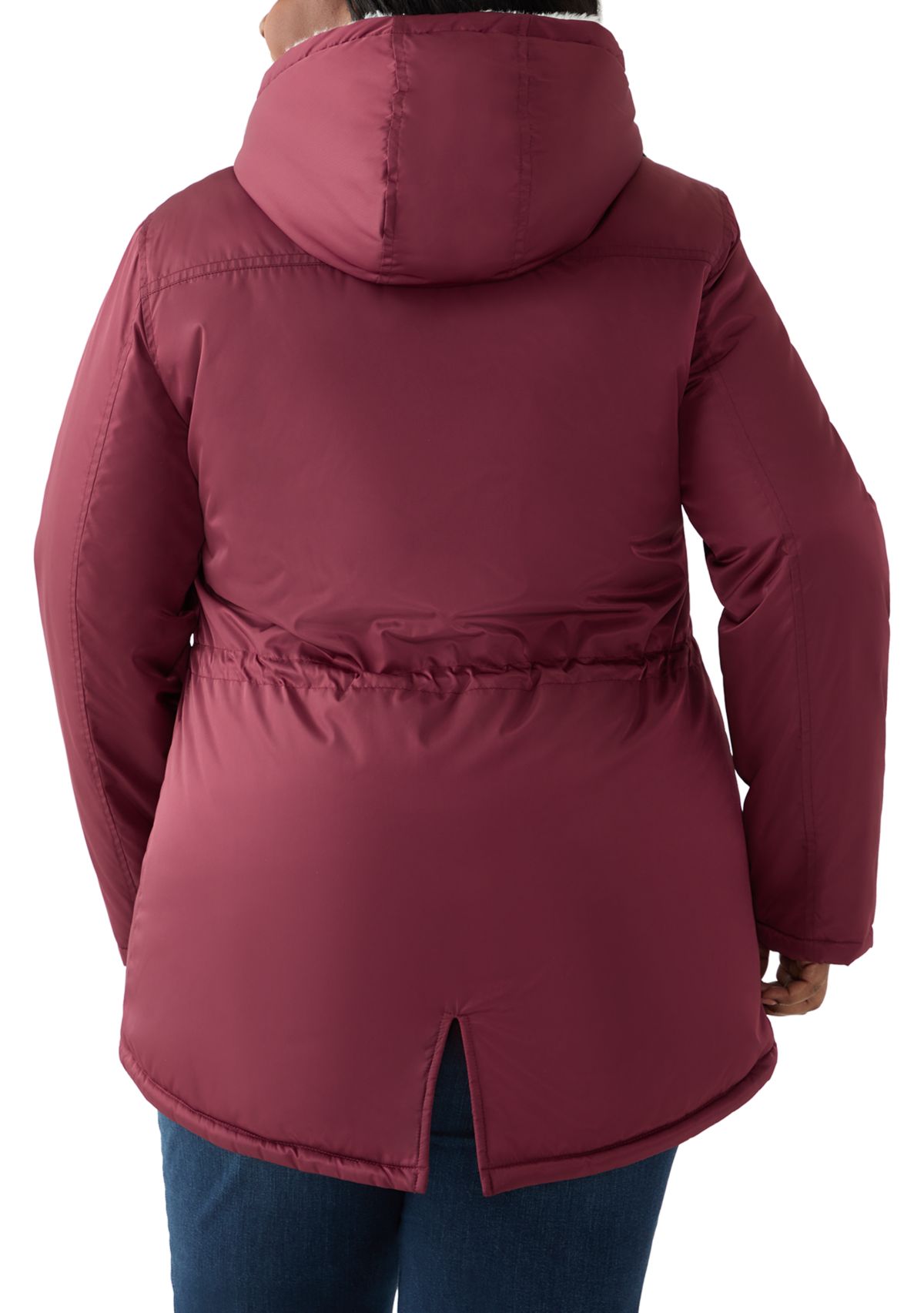 Plus Size Sheen Twill Anorak Jacket with Hood