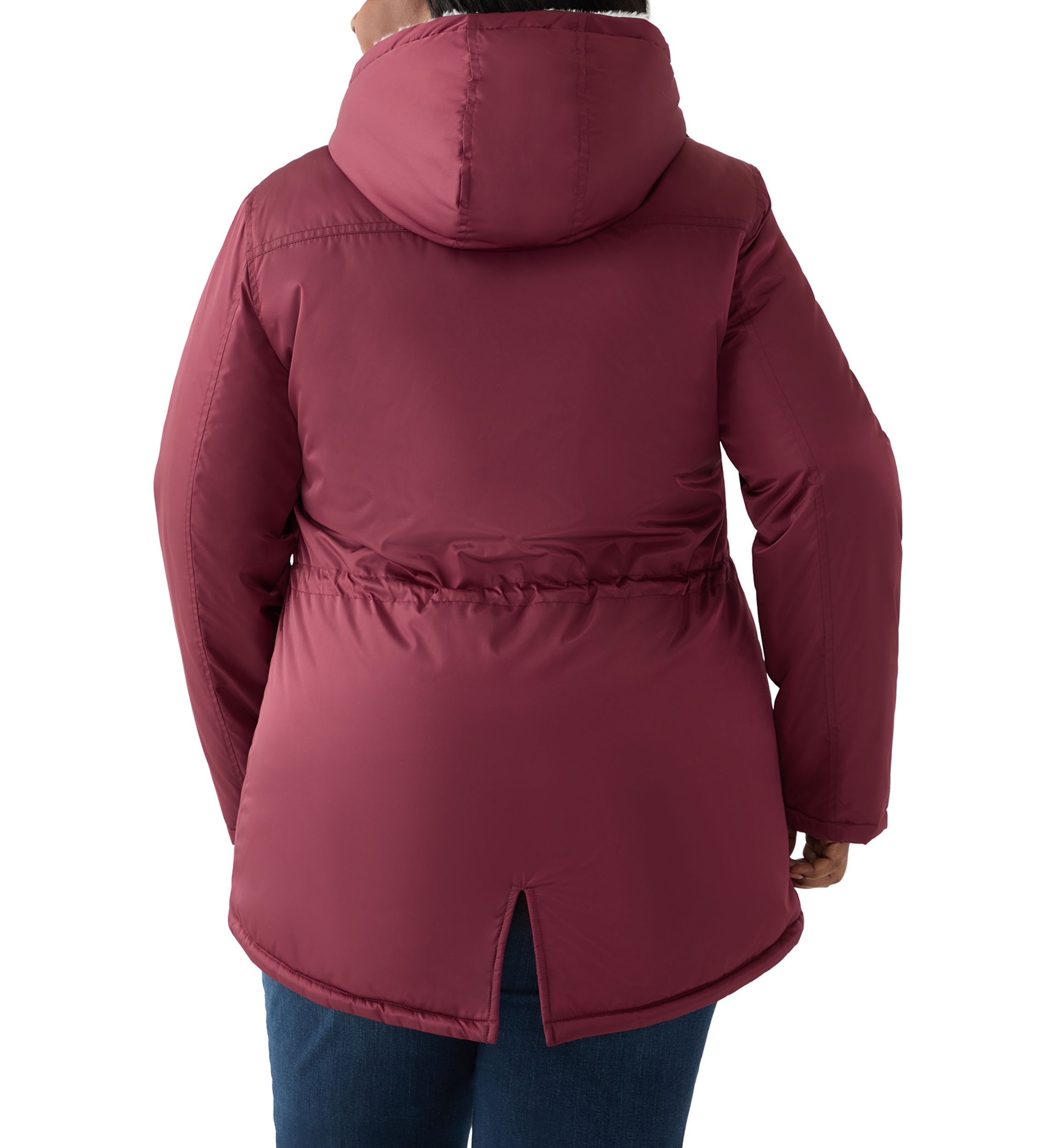 Plus Size Sheen Twill Anorak Jacket with Hood