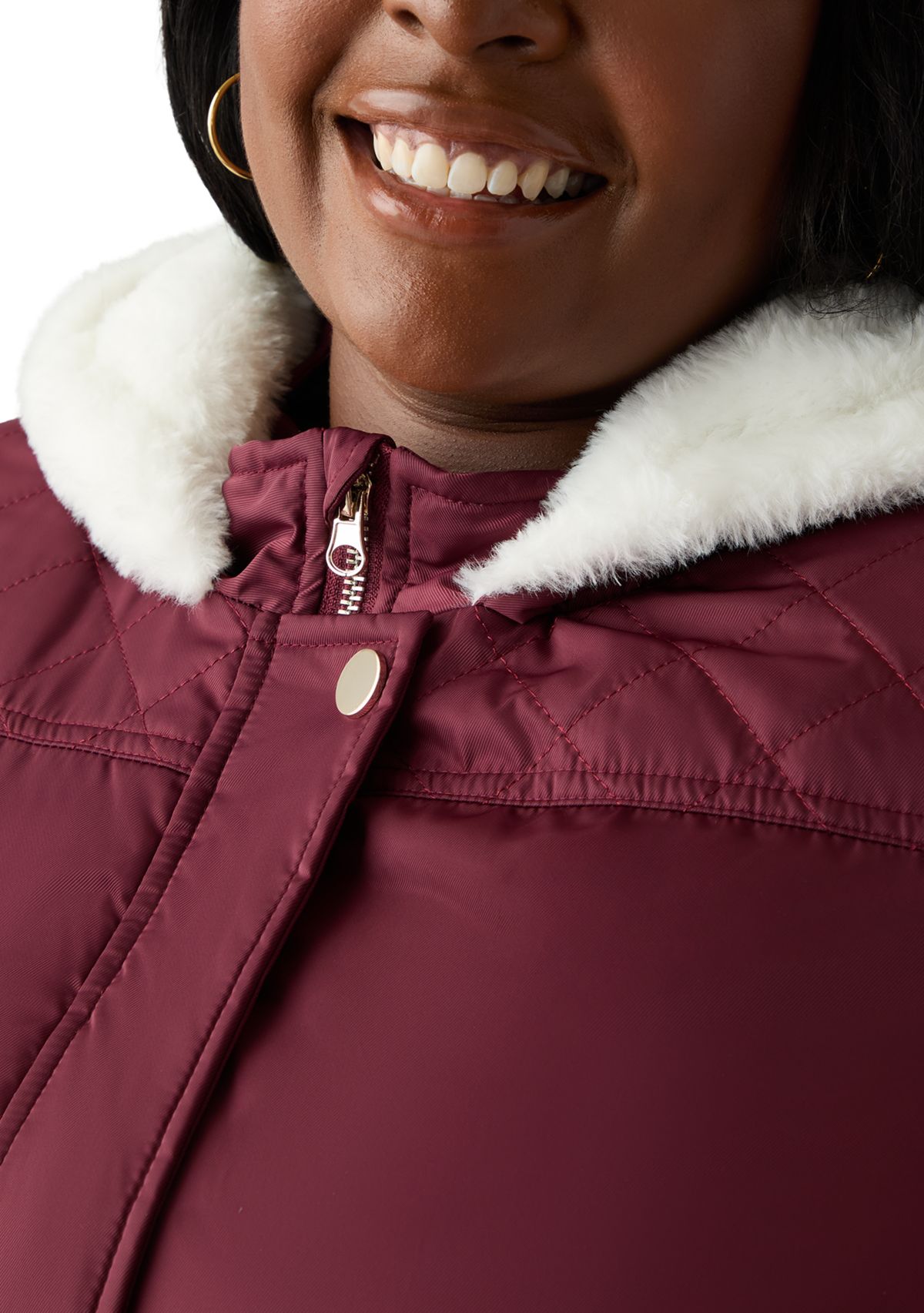 Plus Size Sheen Twill Anorak Jacket with Hood