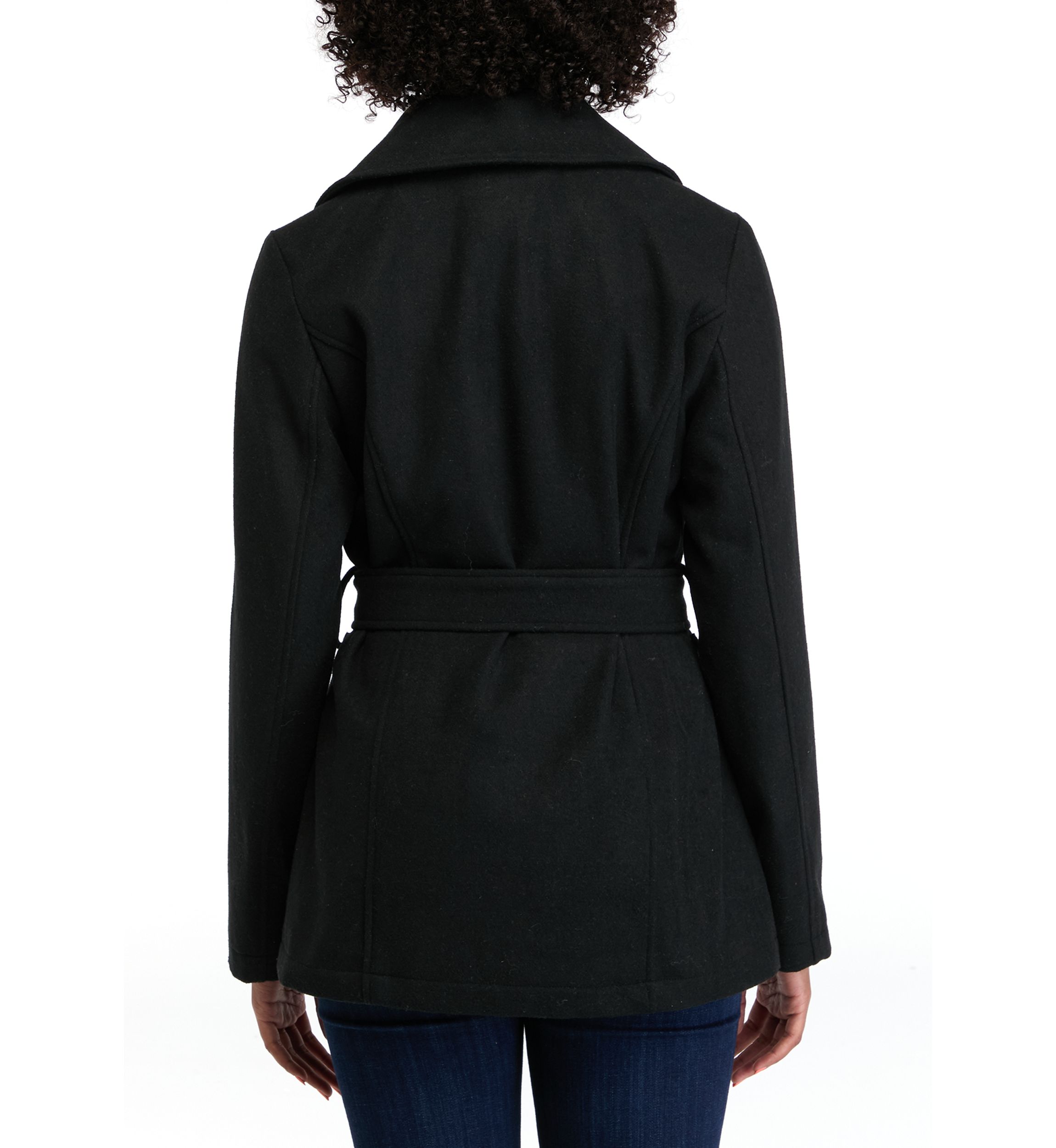 Womens Faux Wool Peacoat with Belt