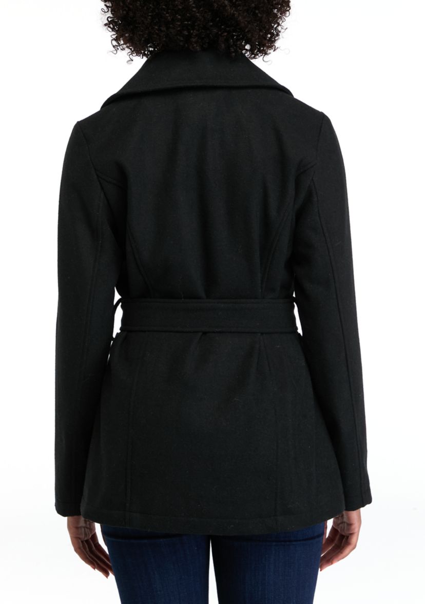 Womens Faux Wool Peacoat with Belt