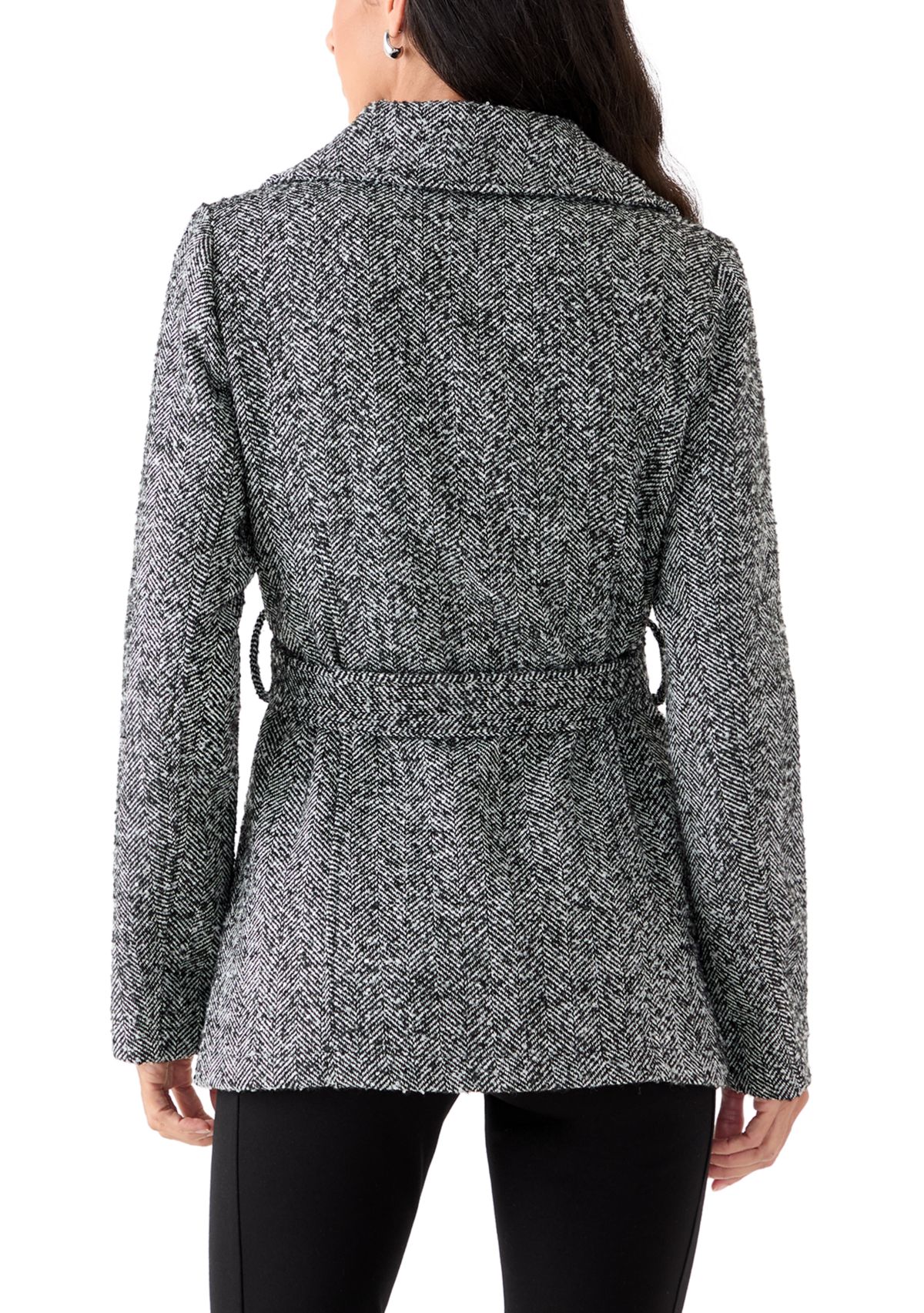 Womens Faux Wool Peacoat with Belt 