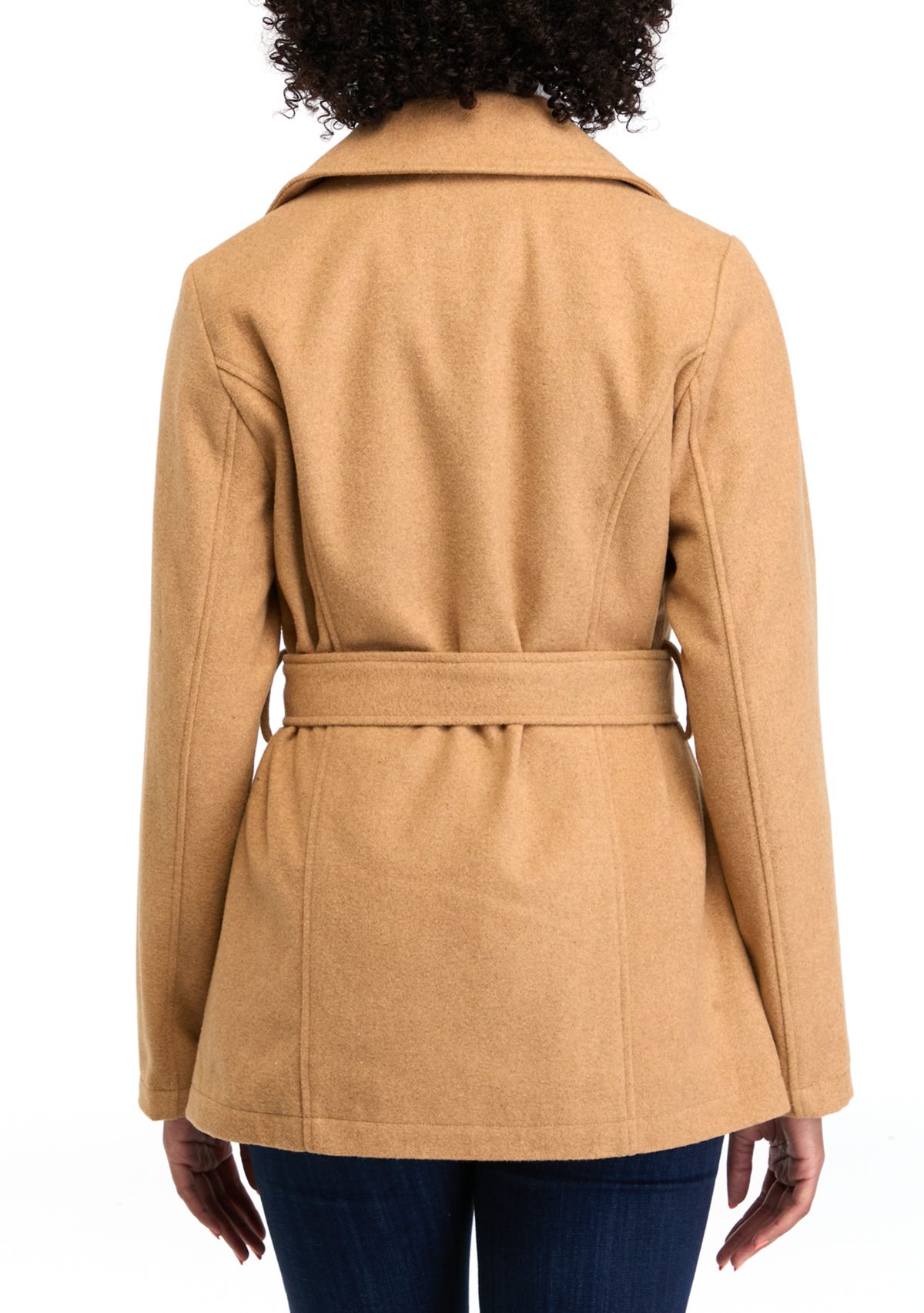 Womens Faux Wool Peacoat with Belt 
