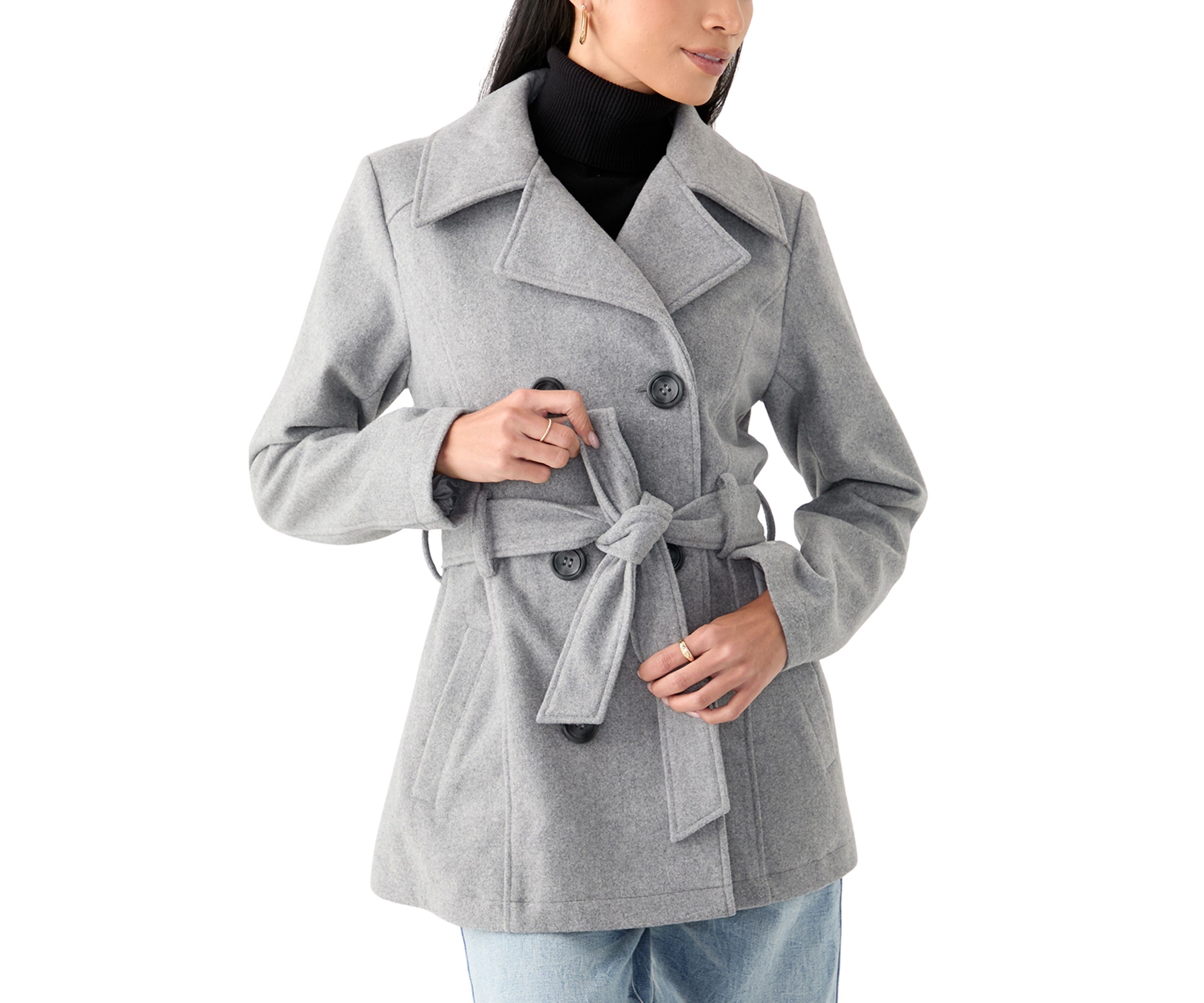 Womens Faux Wool Peacoat with Belt