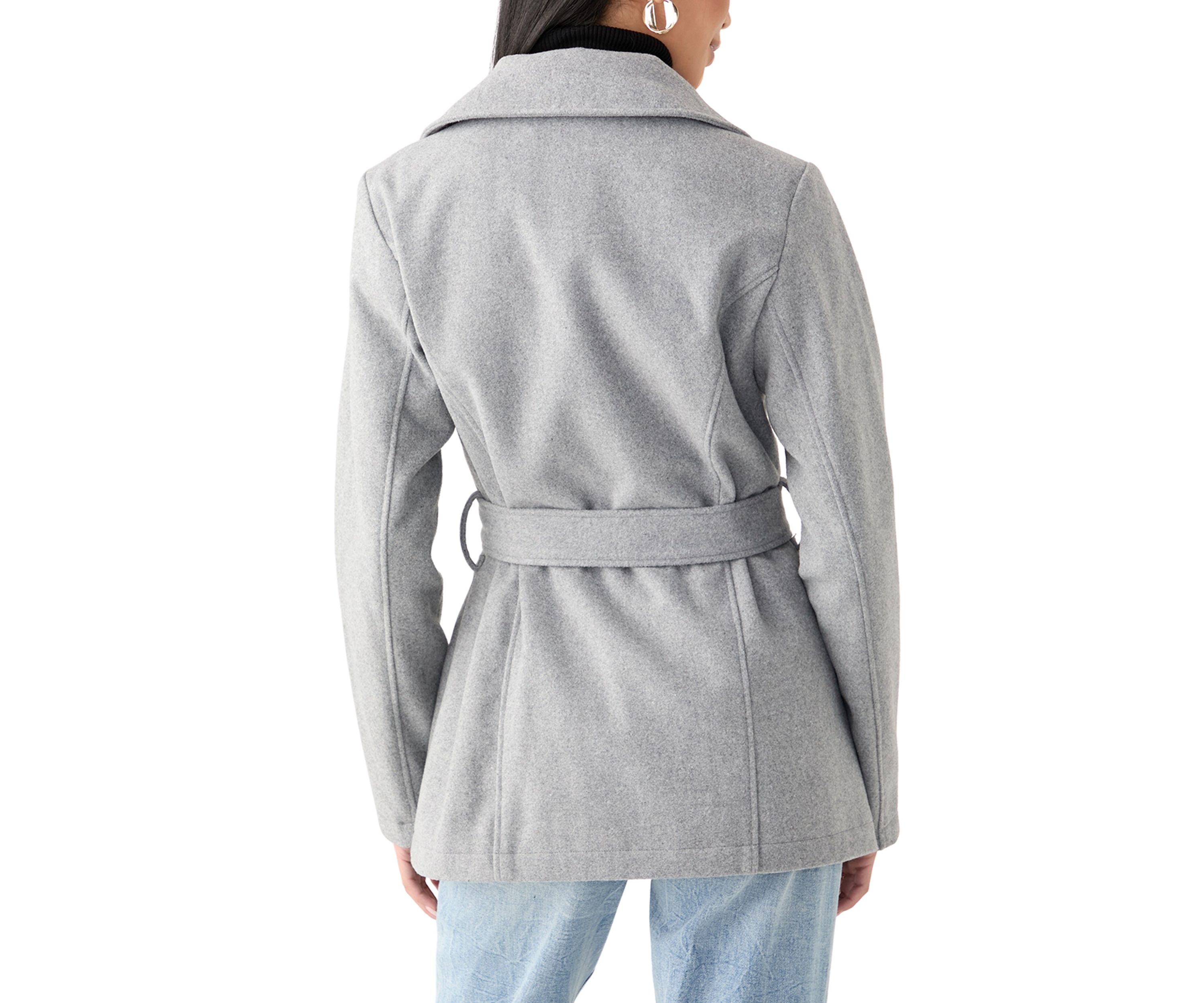 Womens Faux Wool Peacoat with Belt