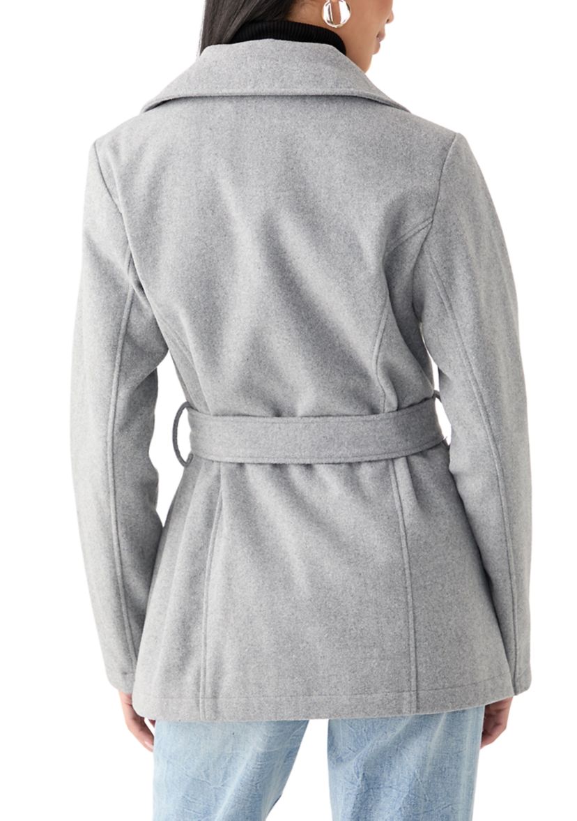 Womens Faux Wool Peacoat with Belt
