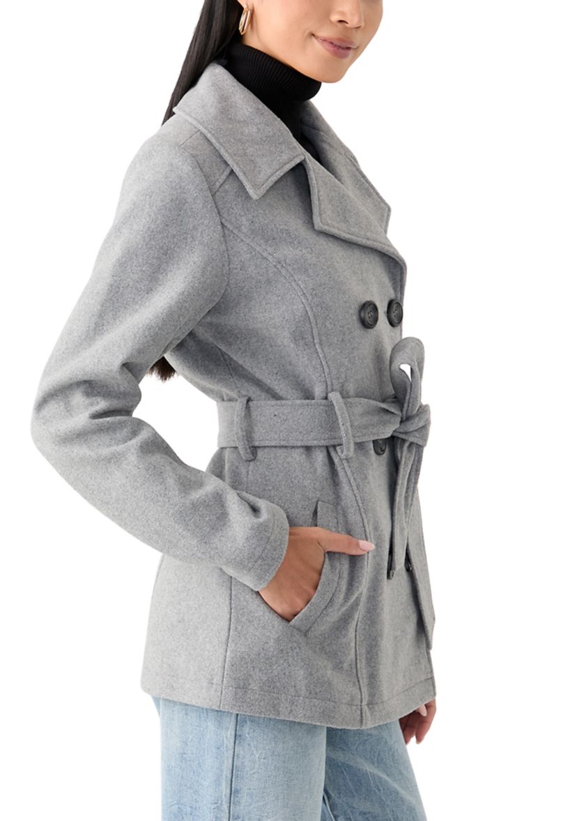 Womens Faux Wool Peacoat with Belt