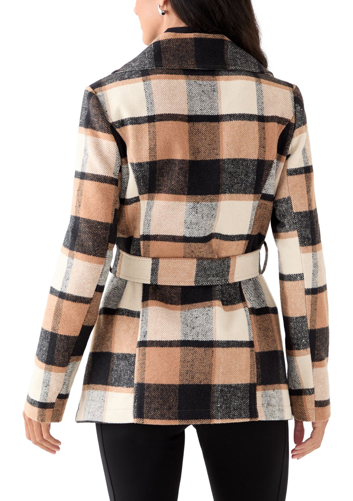 Womens Faux Wool Peacoat with Belt 