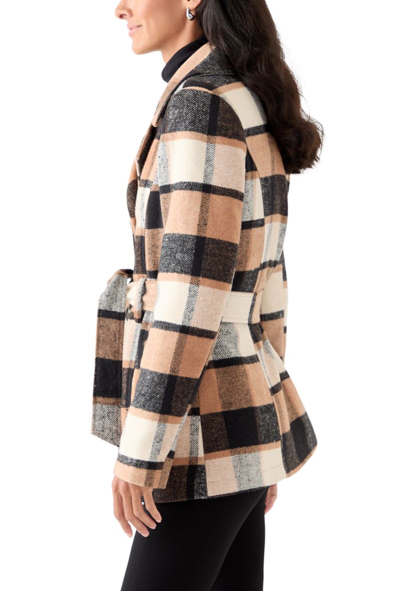 Womens Faux Wool Peacoat with Belt 
