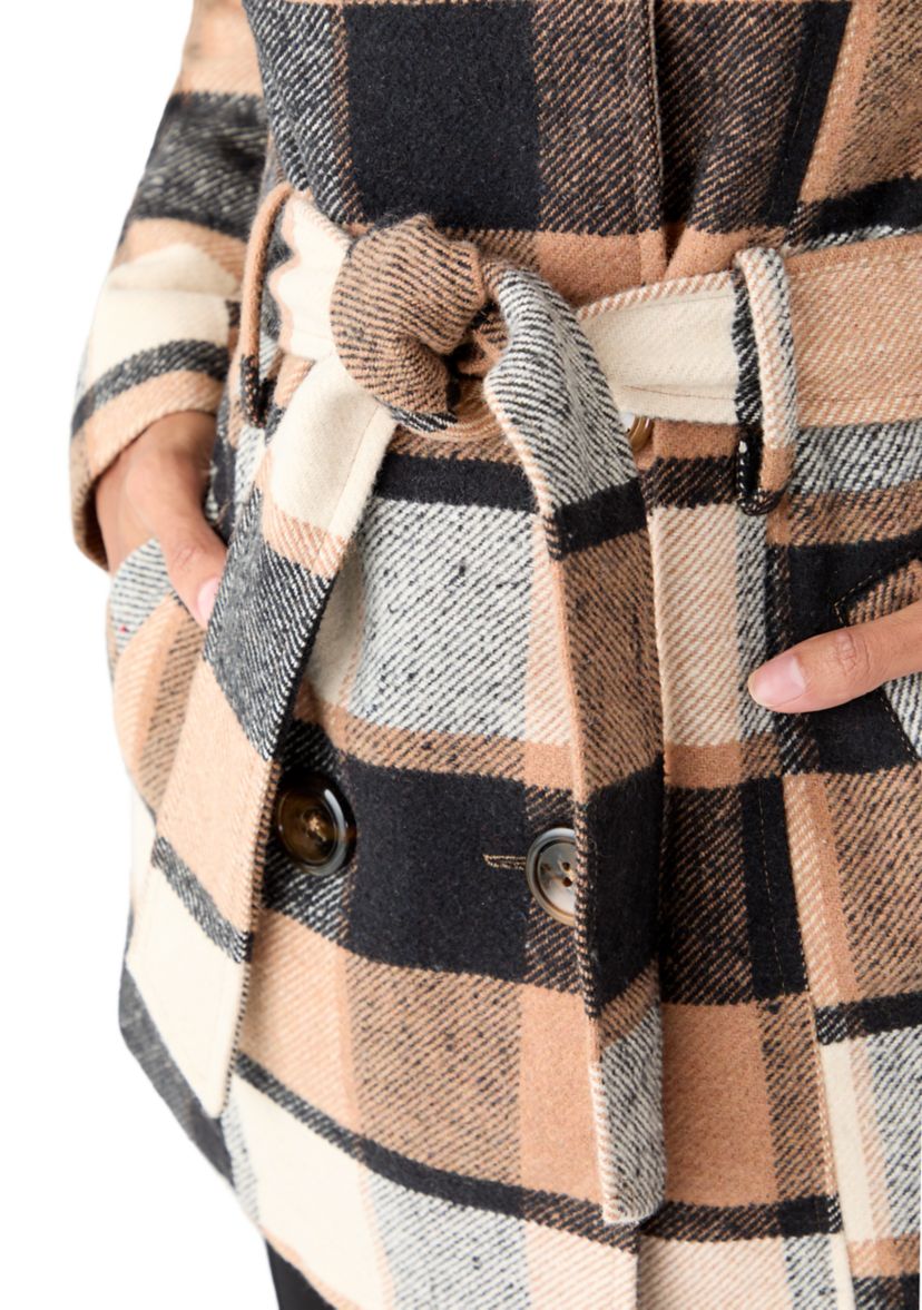 Womens Faux Wool Peacoat with Belt 