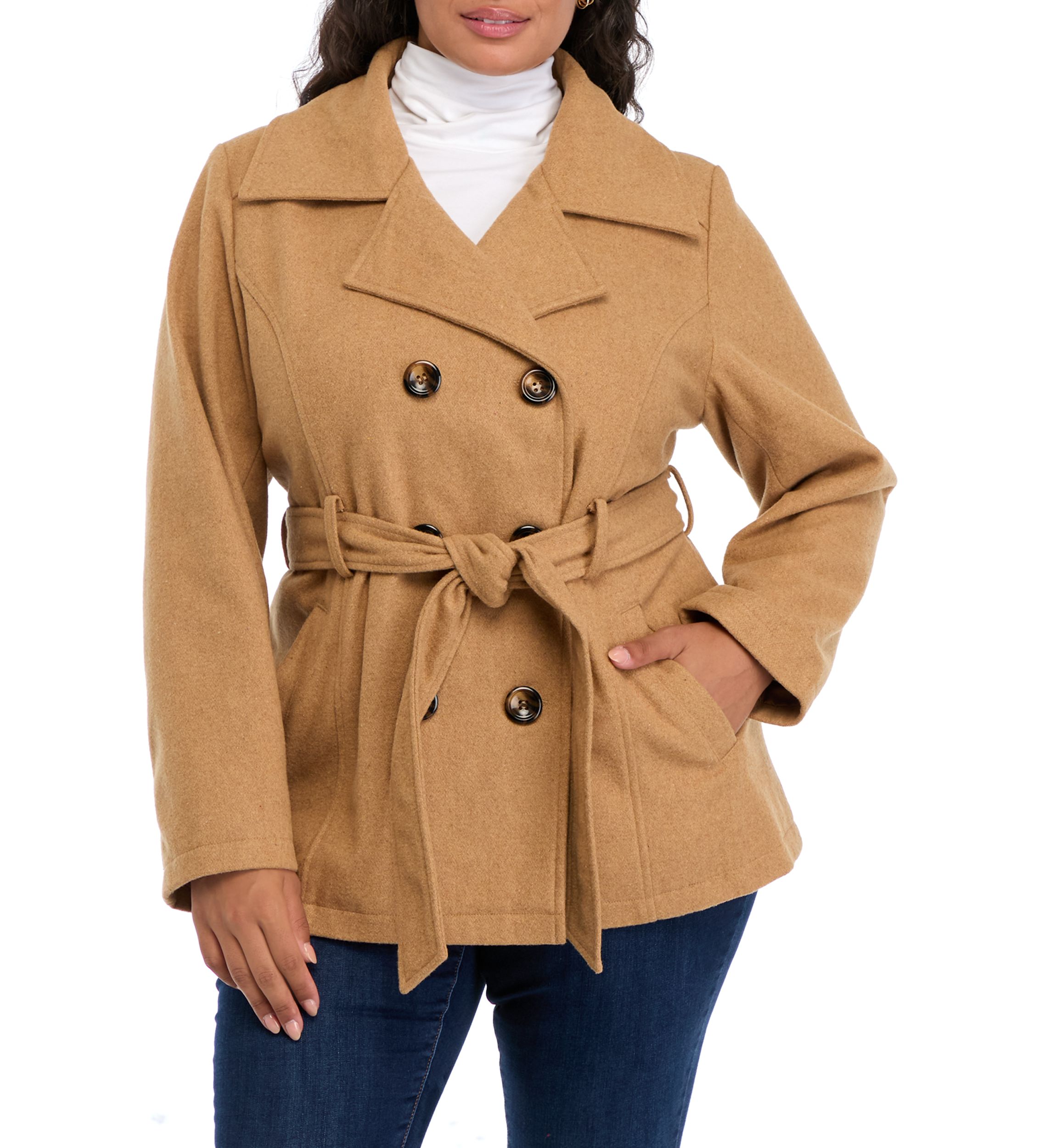Womens Faux Wool Peacoat 