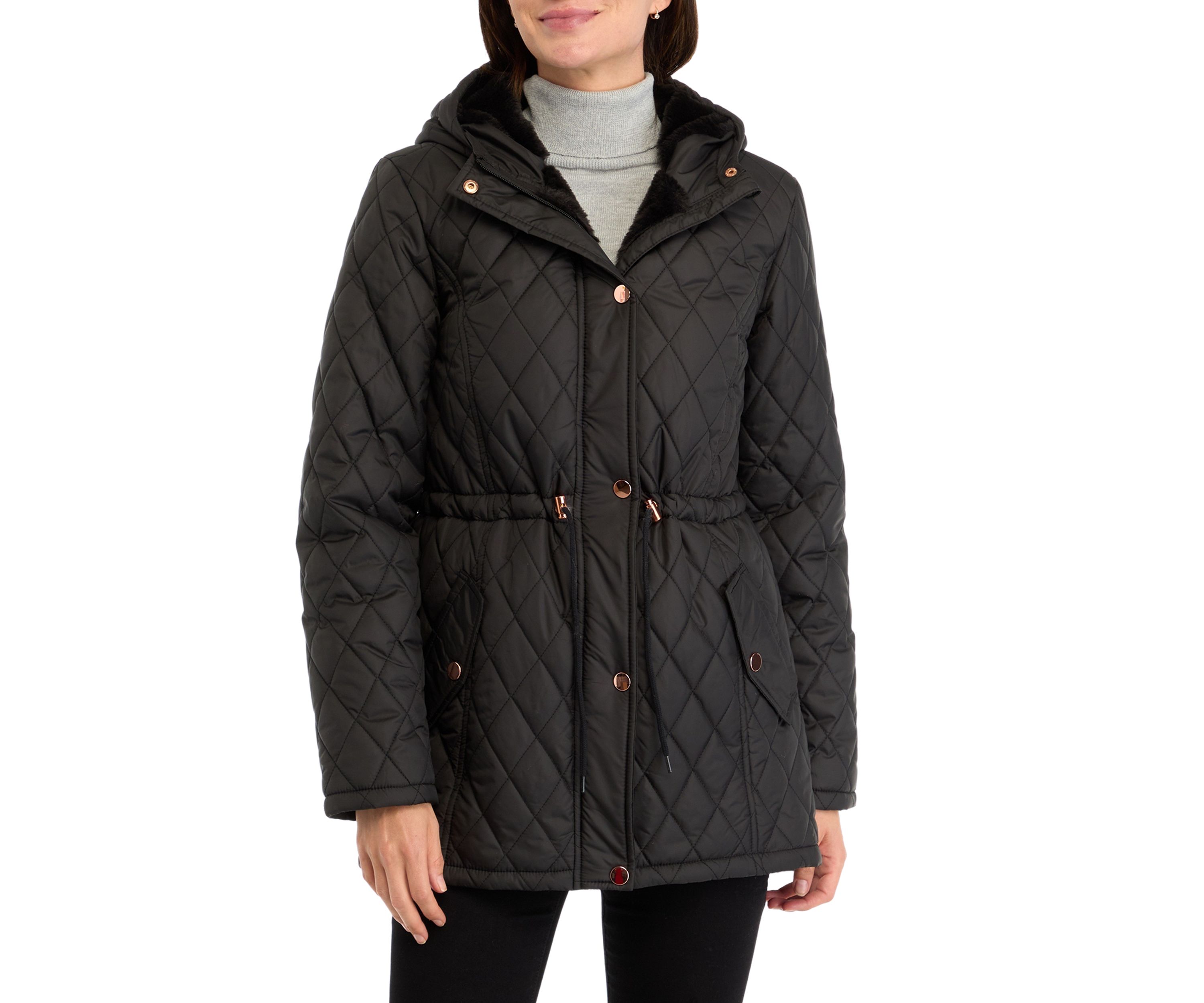 Womens Diamond Quilted Anorak Jacket 