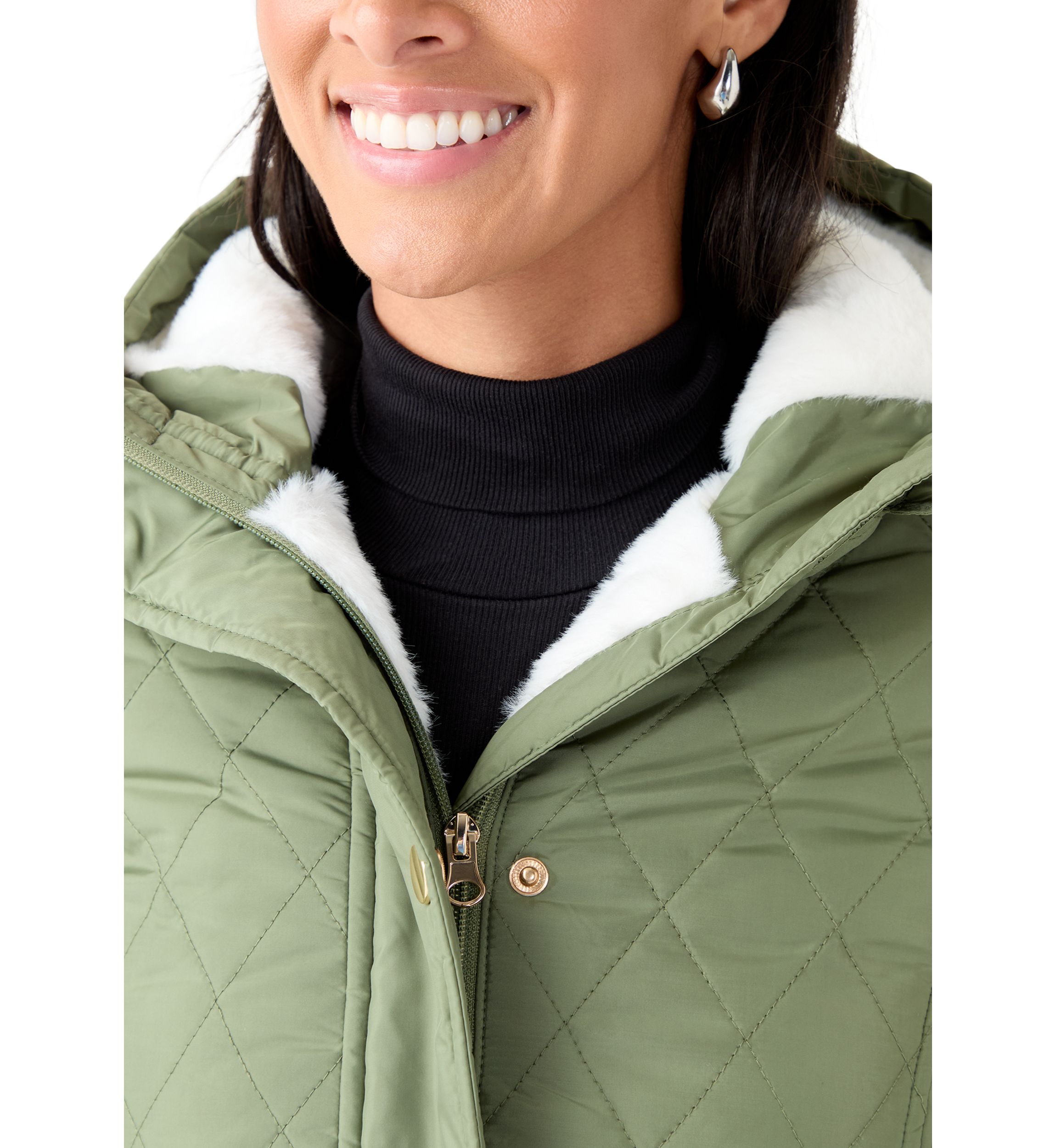  Womens Diamond Quilted Anorak Jacket 