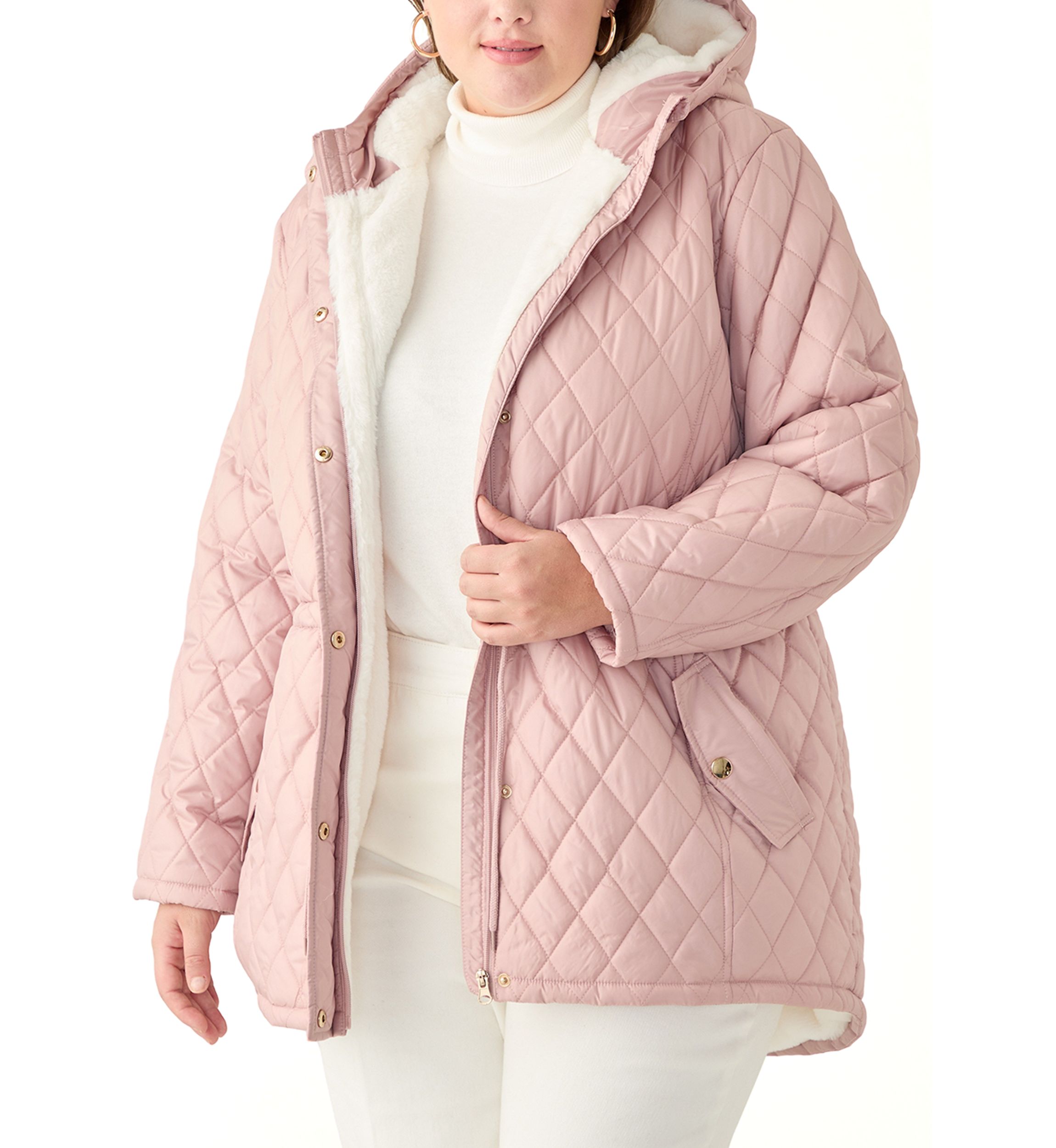 Plus Size Diamond Quilted Anorak Jacket 