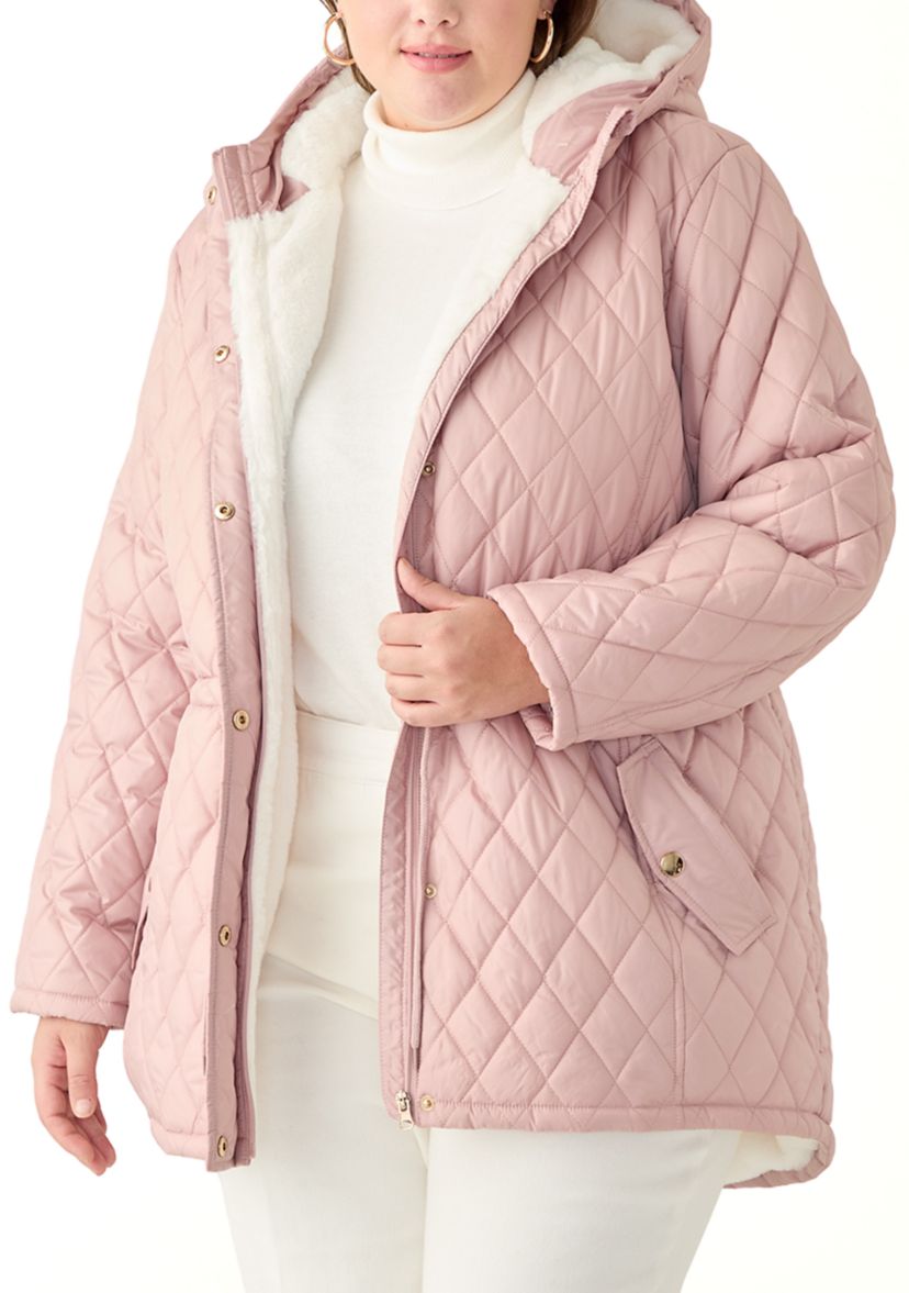 Plus Size Diamond Quilted Anorak Jacket 