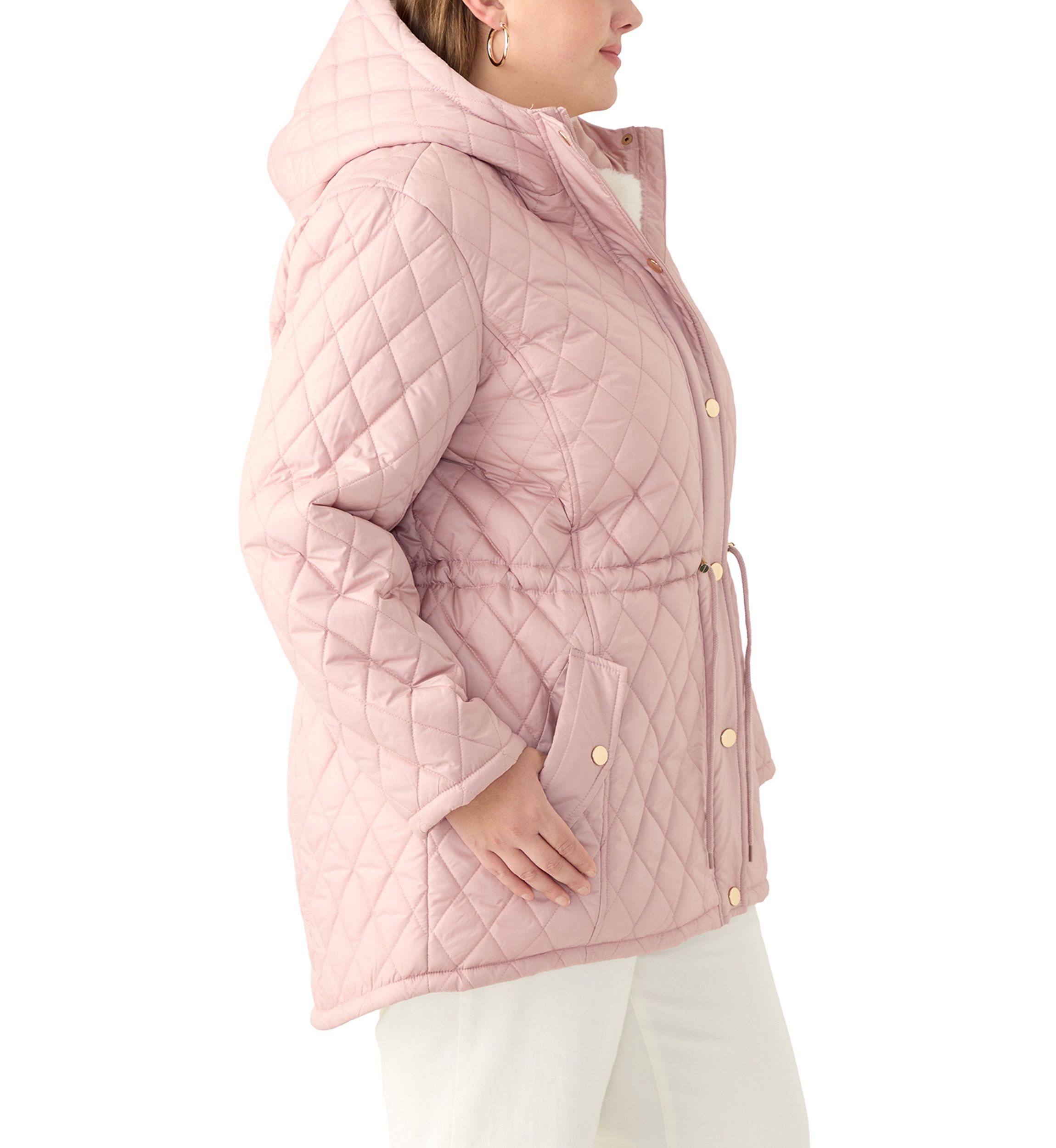Plus Size Diamond Quilted Anorak Jacket 