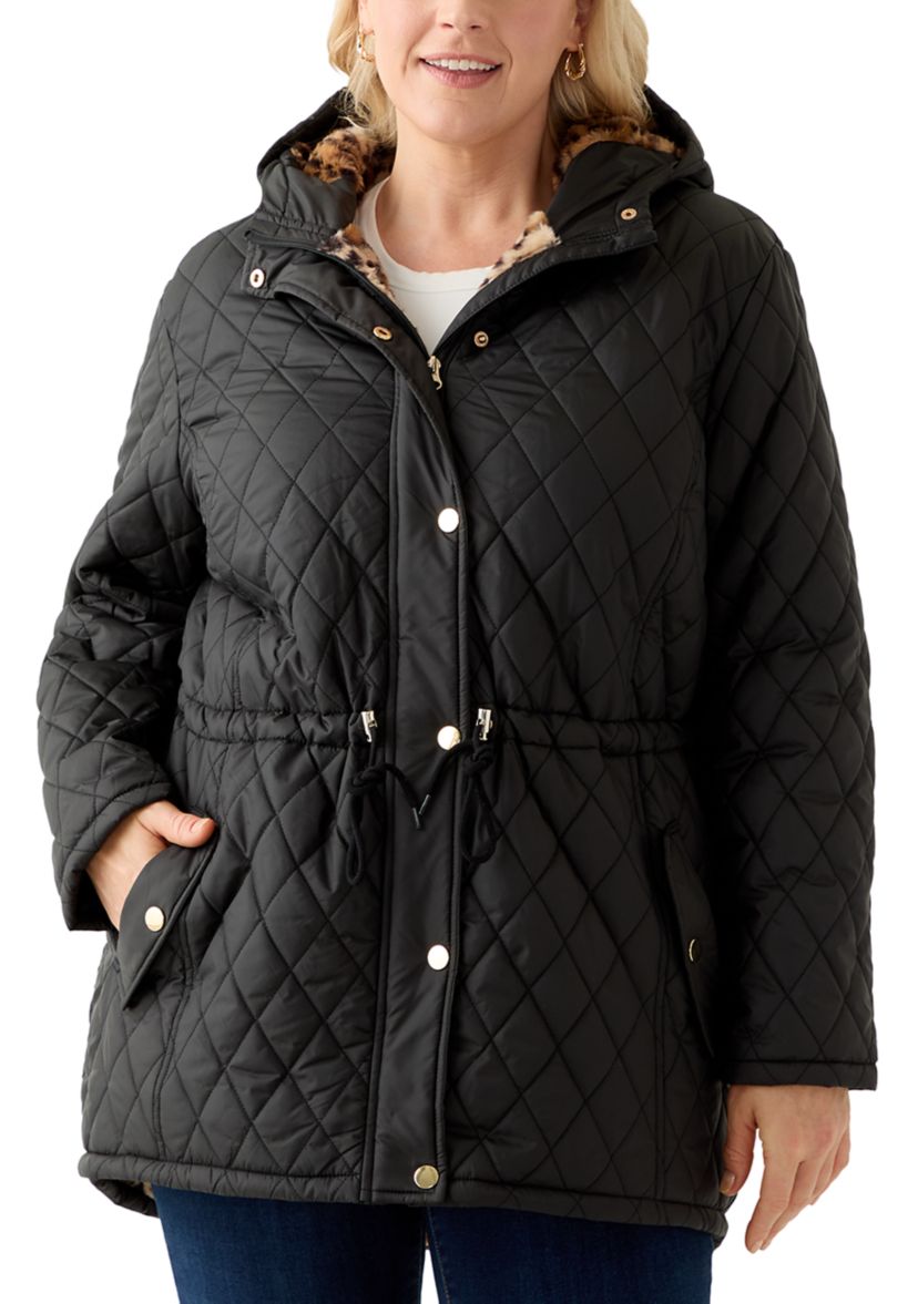 Plus Size Diamond Quilted Anorak Jacket