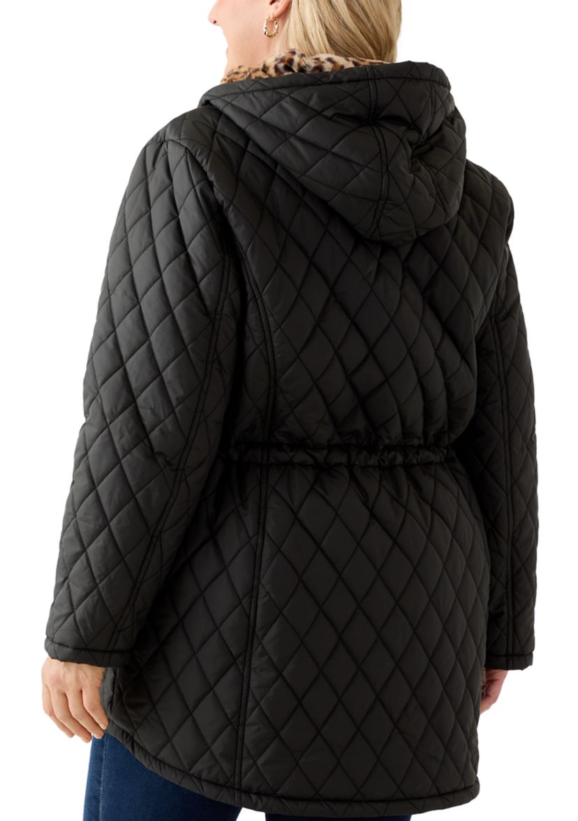 Plus Size Diamond Quilted Anorak Jacket