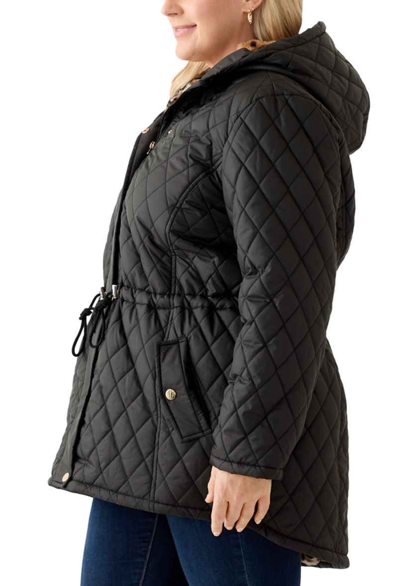 Plus Size Diamond Quilted Anorak Jacket