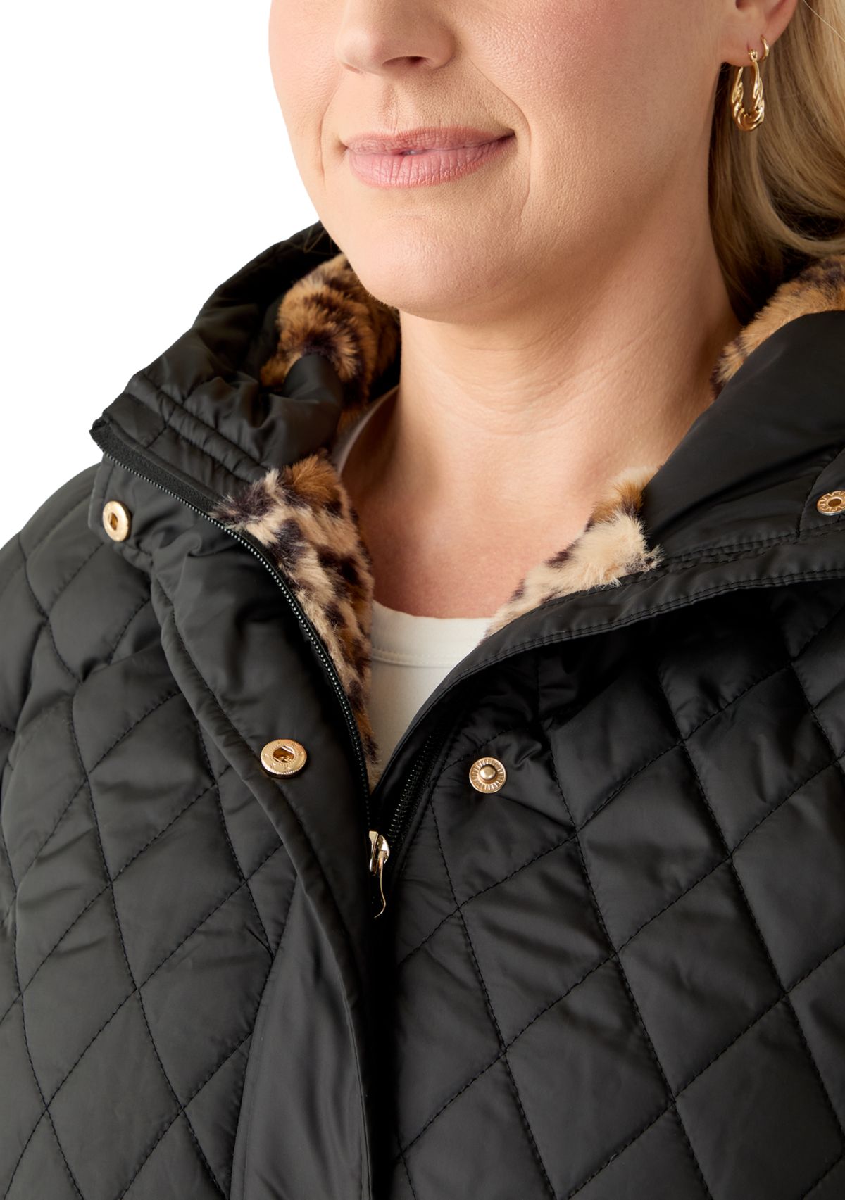 Plus Size Diamond Quilted Anorak Jacket