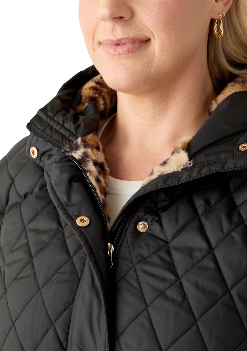 Plus Size Diamond Quilted Anorak Jacket