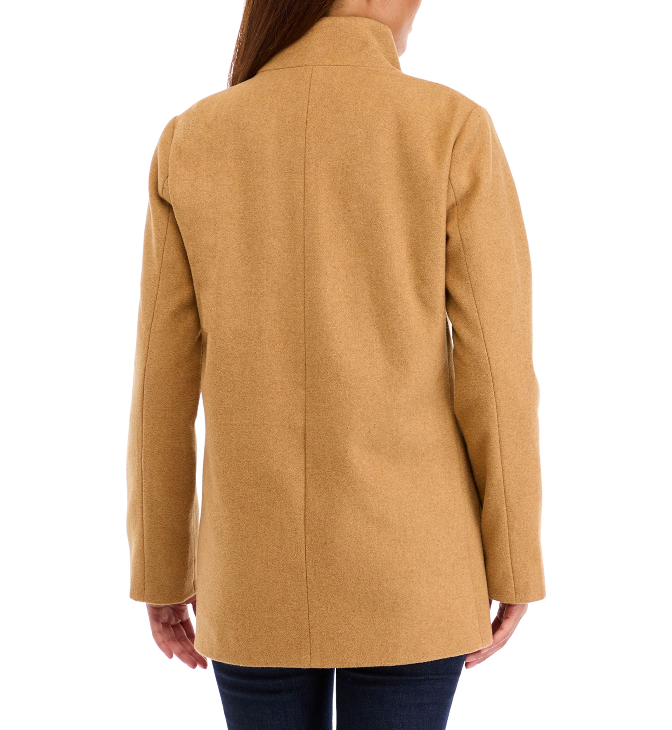 Womens Faux Wool Zipper Stand Collar Jacket