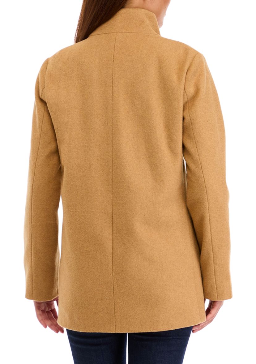 Womens Faux Wool Zipper Stand Collar Jacket