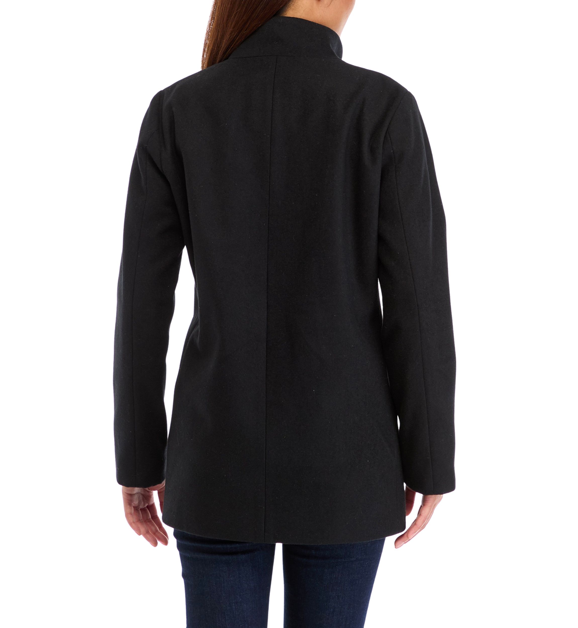 Womens Faux Wool Stand Collar Jacket
