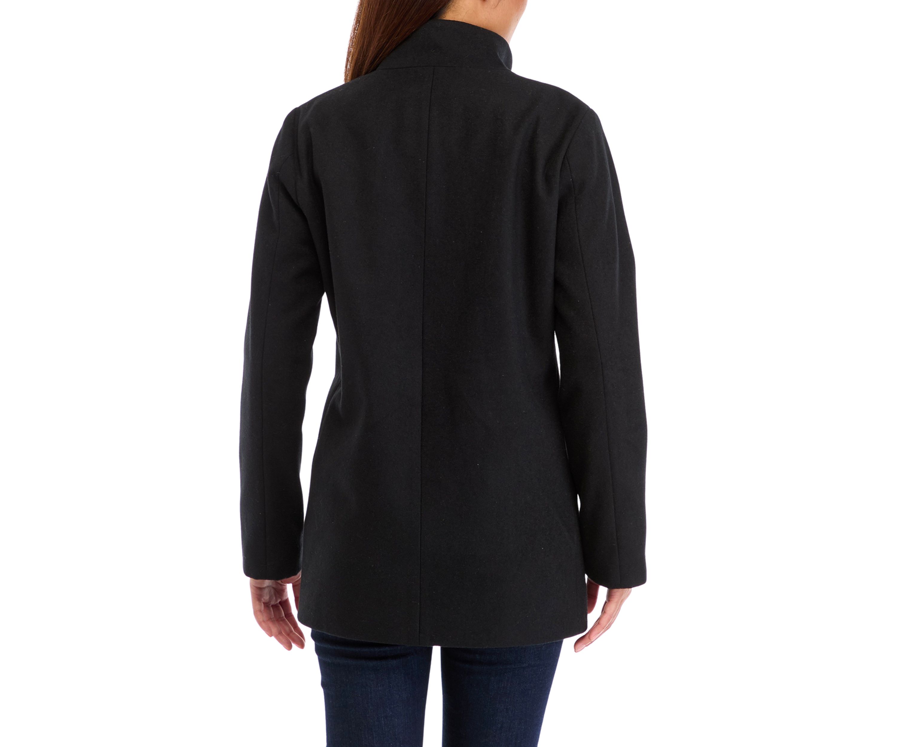 Womens Faux Wool Stand Collar Jacket