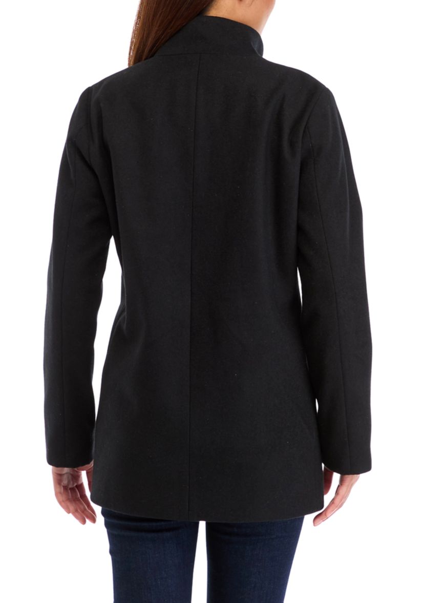 Womens Faux Wool Stand Collar Jacket
