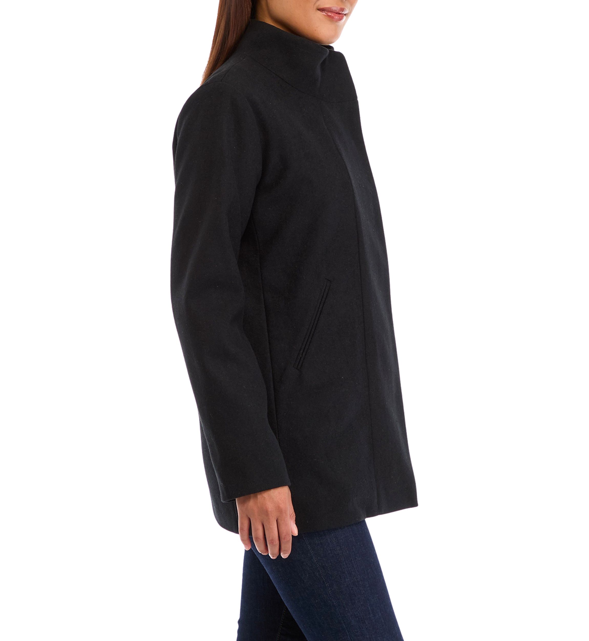 Womens Faux Wool Stand Collar Jacket