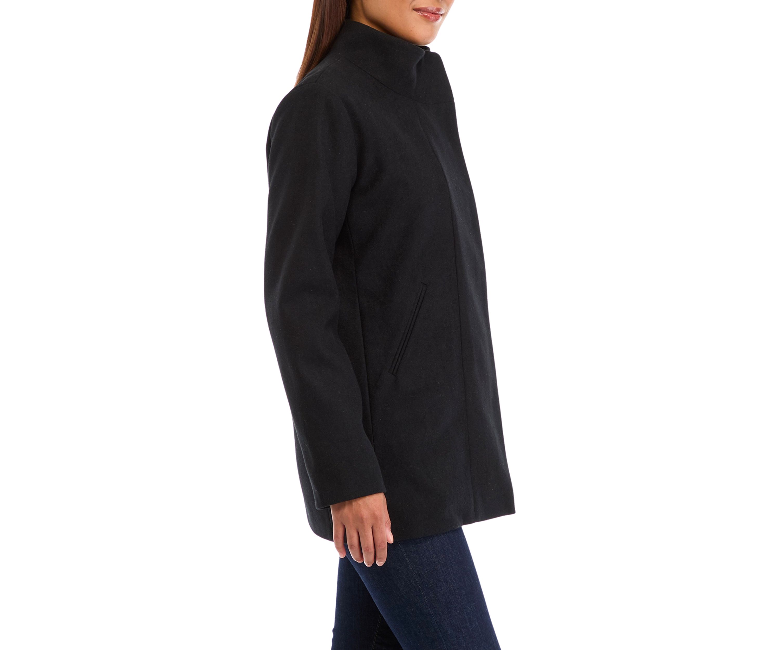 Womens Faux Wool Stand Collar Jacket