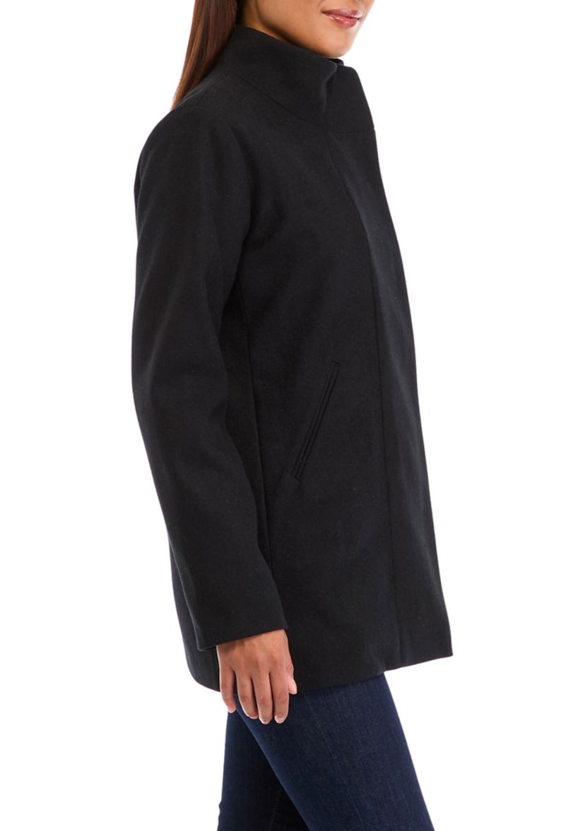Womens Faux Wool Stand Collar Jacket