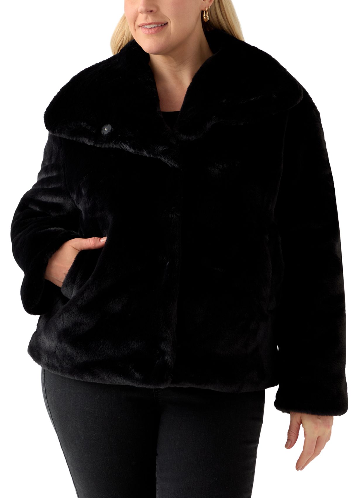 Plus Size Cozy Faux Fur Coat