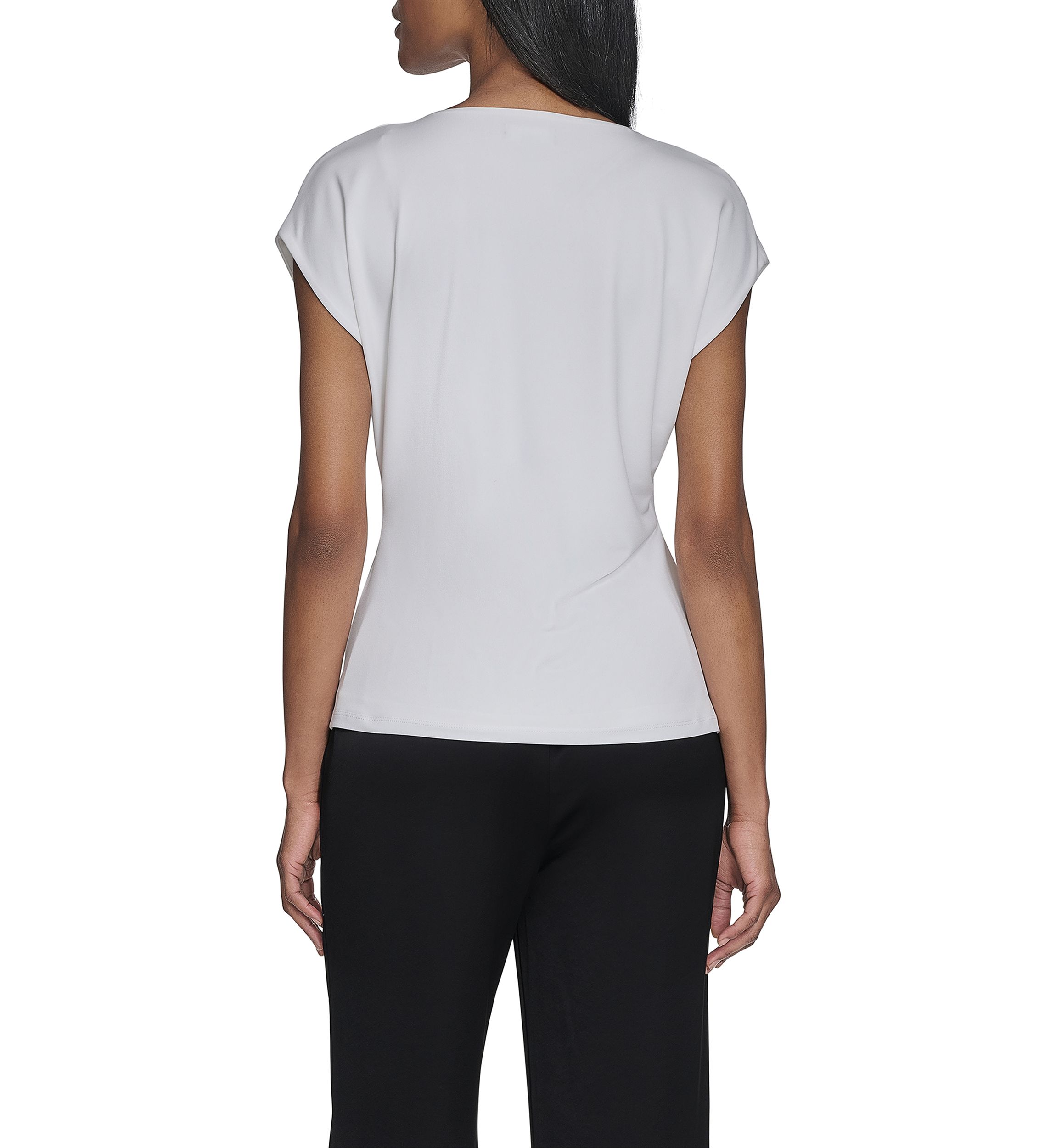 Womens Short Sleeve Side Sash Jersey Top 