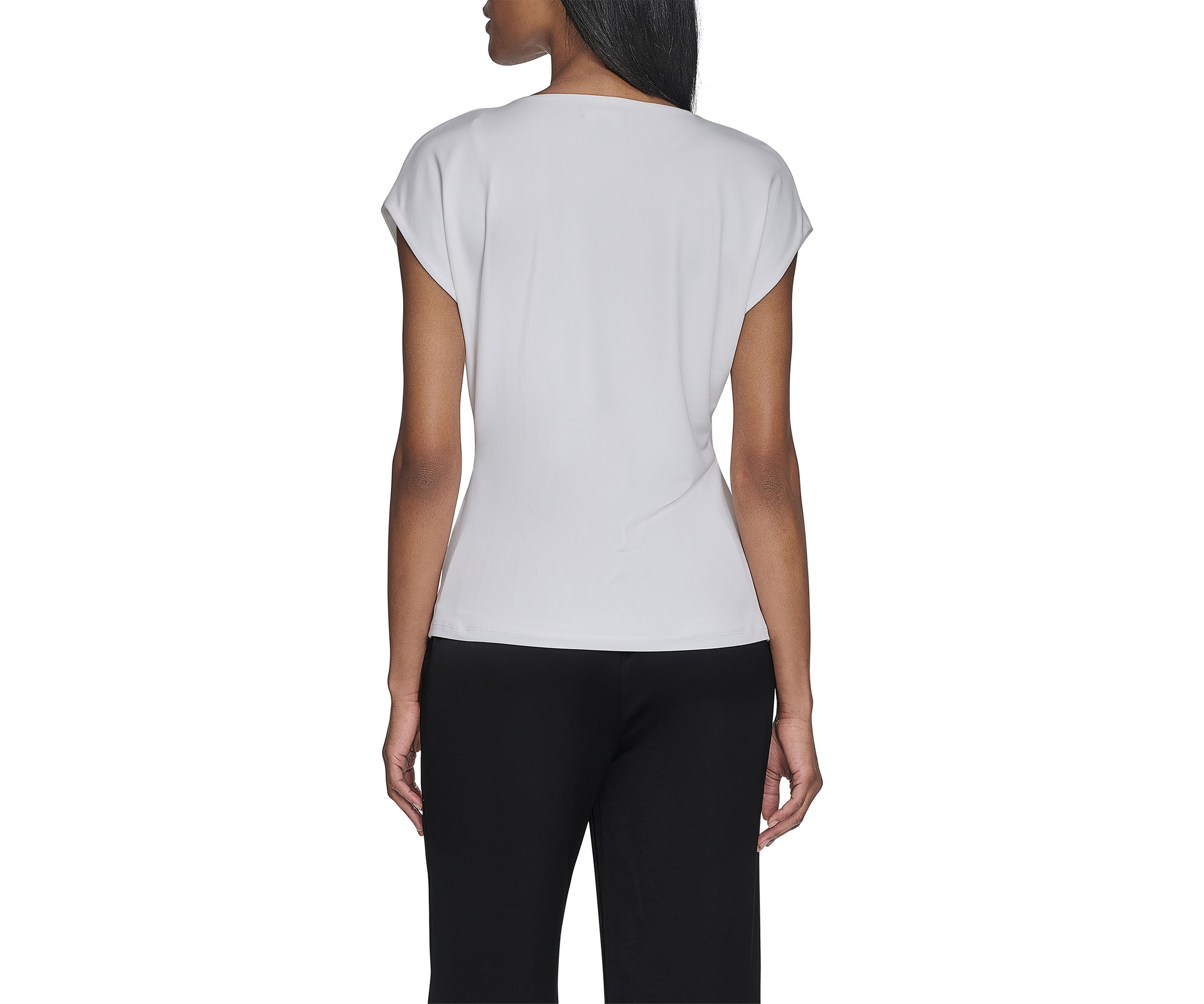 Womens Short Sleeve Side Sash Jersey Top 