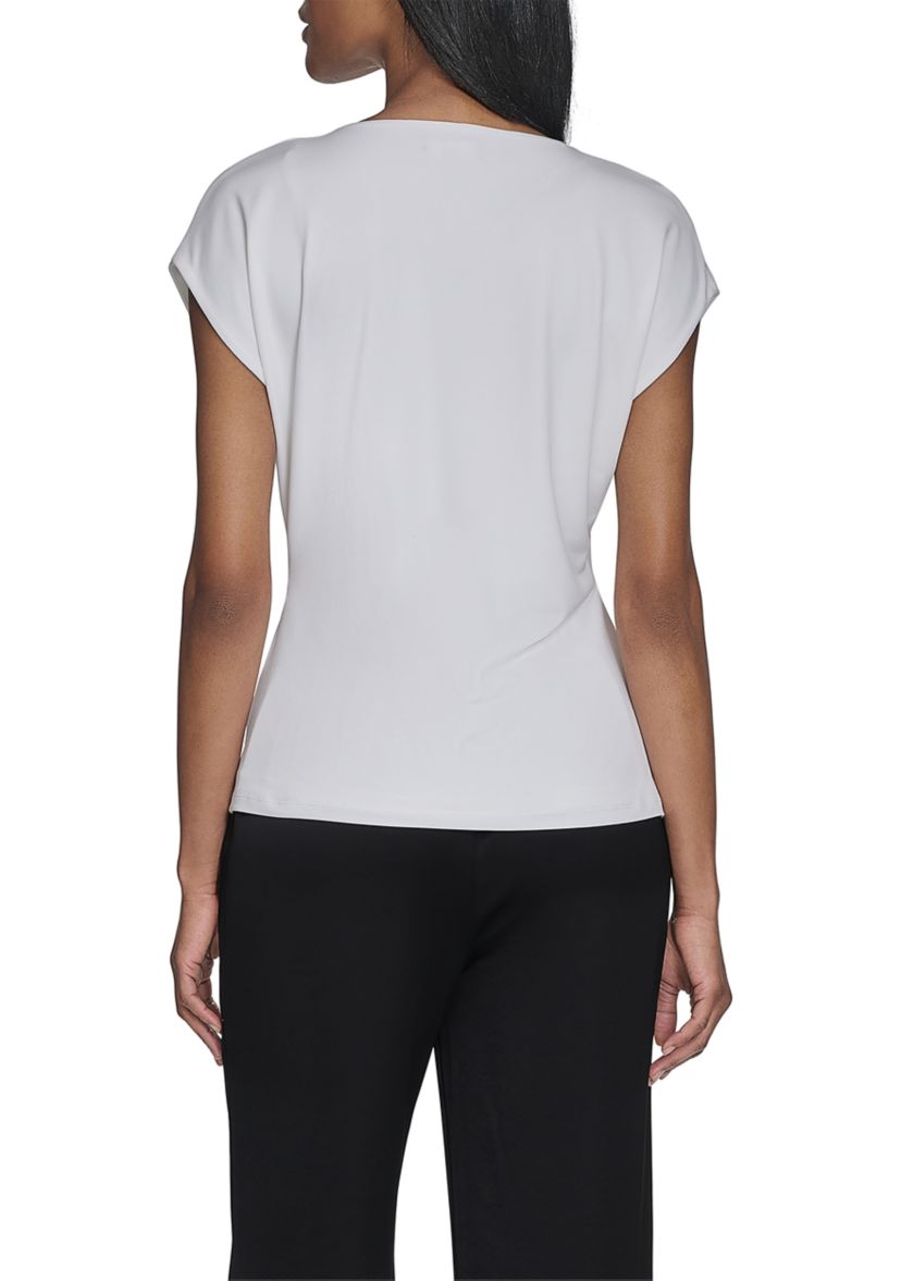 Womens Short Sleeve Side Sash Jersey Top 